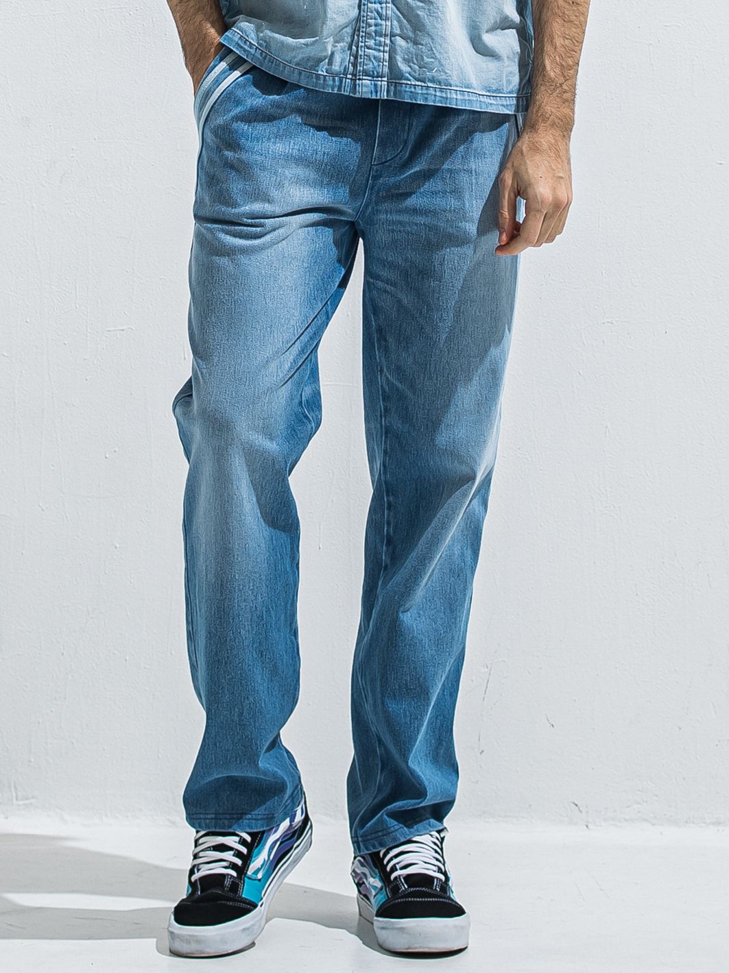 EDGE DENIM SEMI WIDE PT / RC40-ST-014WTD / デニムジャージセミワイドラインパンツ / ライトインディゴ (5月中旬入荷予定)