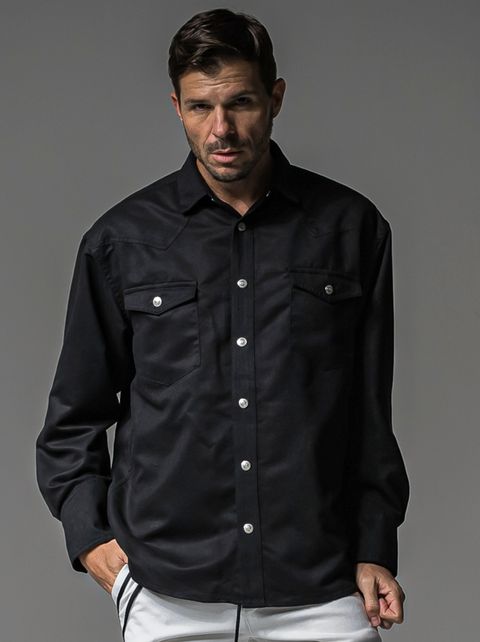 JAMES OVER SUEDE SHIRT / RC37-SH-003 / スエードエコレザーシャツ / ブラック