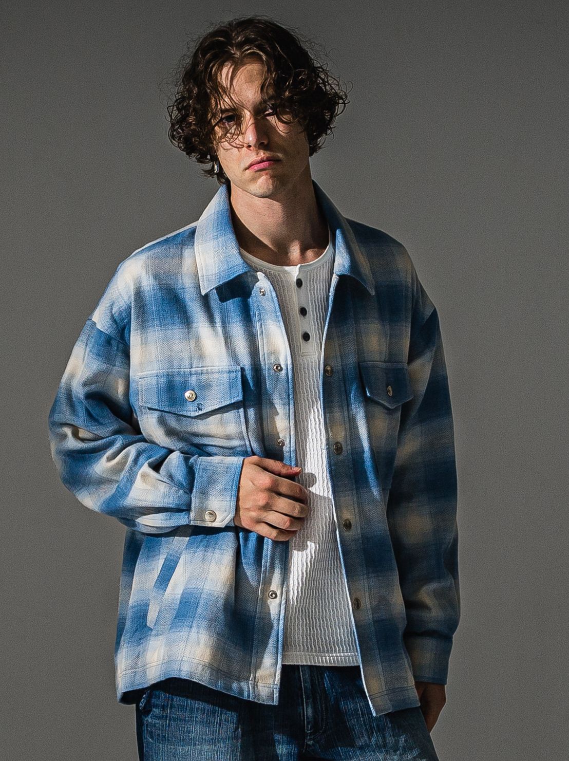 FLANNEL CHECK JK / RC41-JK-006 / フランネルチェックCPOジャケット / サックスブルー (8月下旬入荷予定)