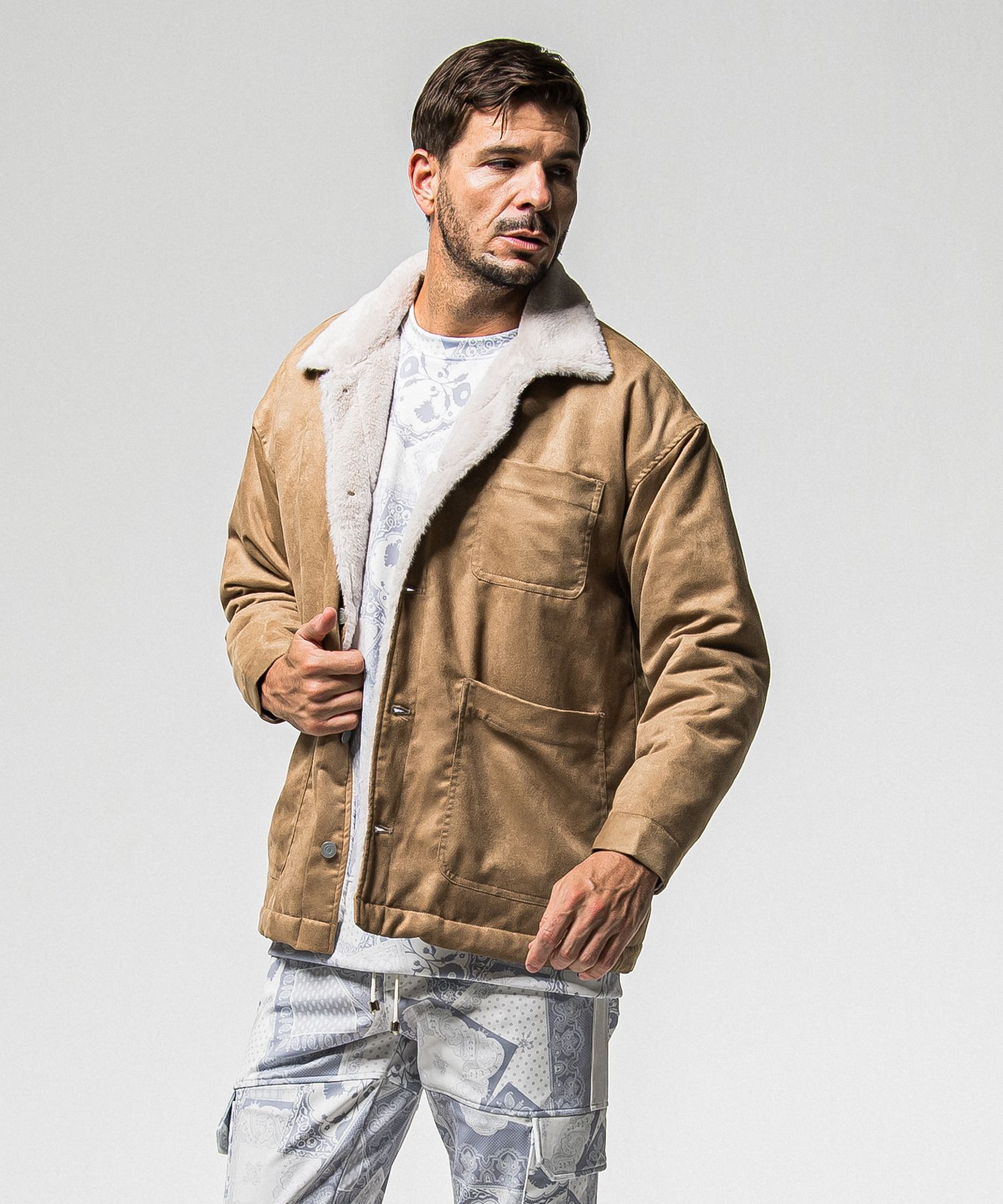 SUEDE FUR CAVER ALL / RC38-JK-003 / スエードファーカバーオール / ブラウン (11月中旬入荷予定)