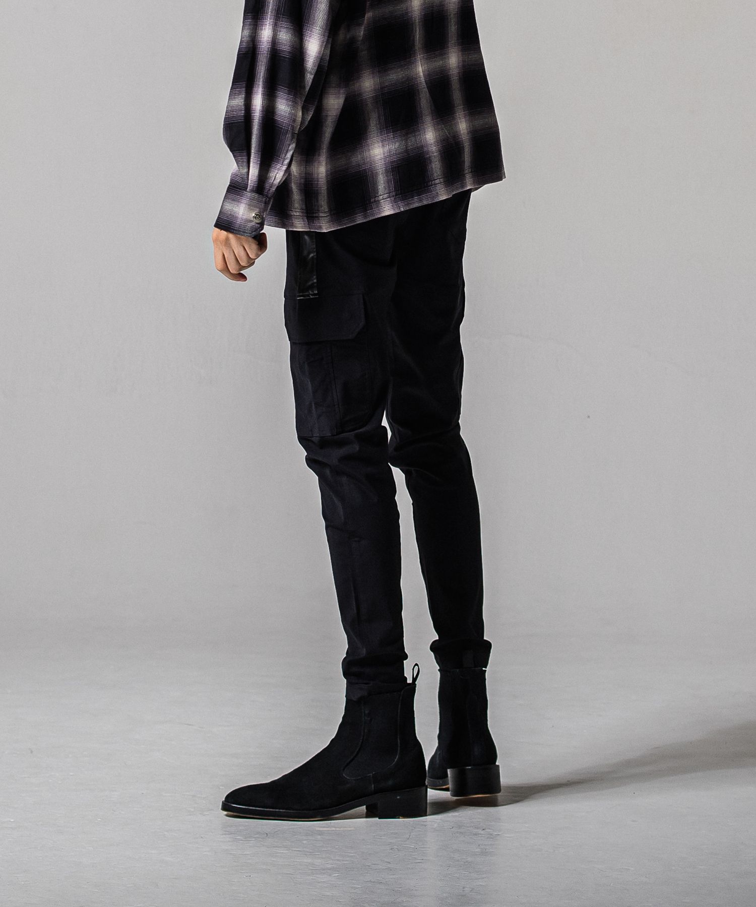 DARRELL CARGO PT / BASIC-ST-010 / レザーラインナイロンカーゴパンツ / ブラック×レザーブラック (2月下旬入荷予定)