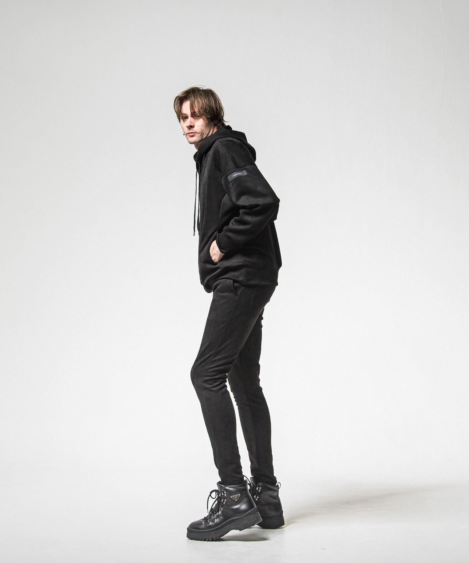 CHRIS EASY SUEDE TUCK  PANTS / RC38-ST-016T / スエードイージータックパンツ / ブラック (1月上旬入荷予定)