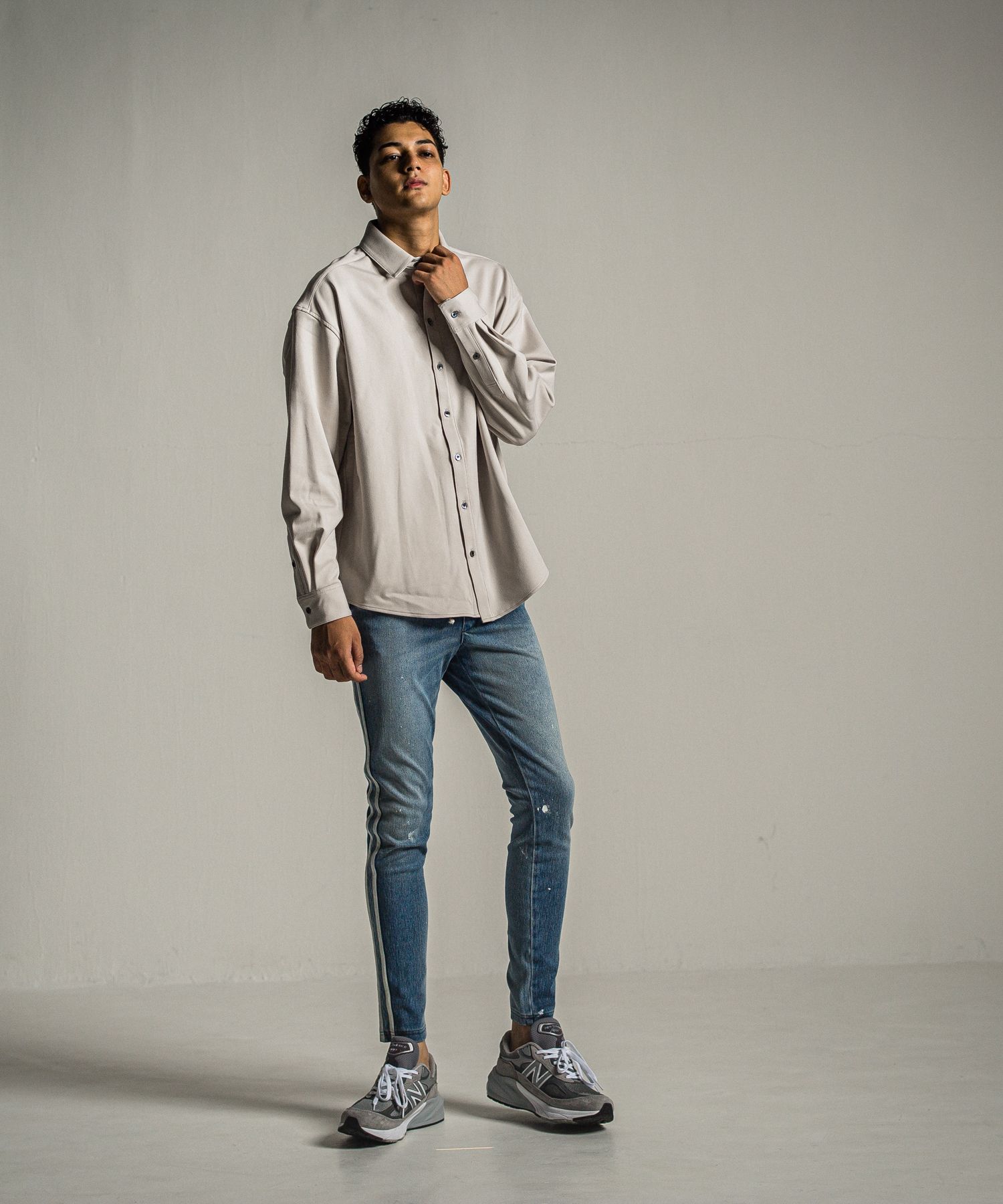 JERSEY JACK SHIRT / RC34-SH-001 / 裏起毛オーバーサイズシャツ / グレー