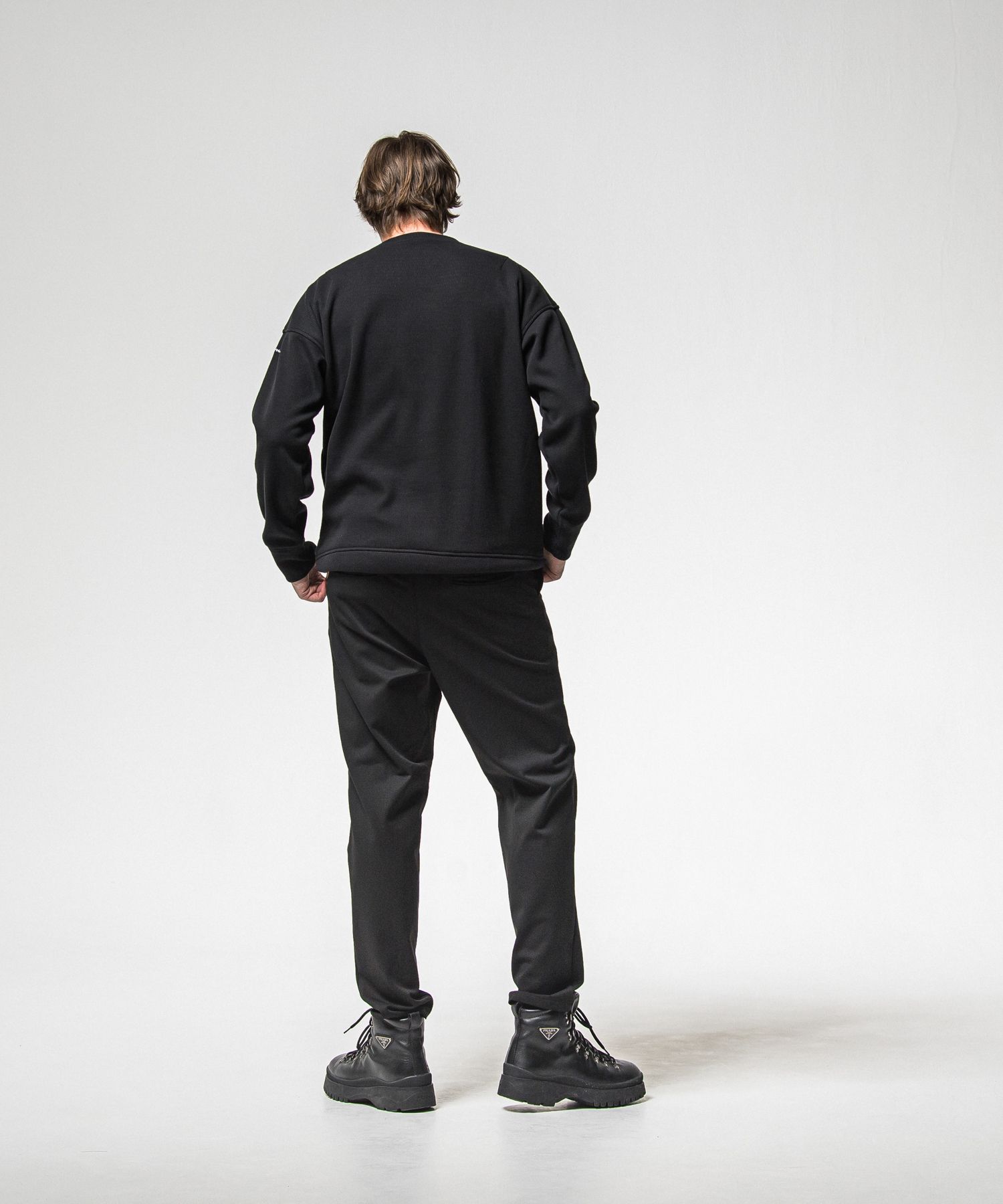 VELOURS FLEECE THERMAL LOOSE TRAINER / RC38-C-002 / 裏起毛サーマルトレーナー / ブラック (10月中旬入荷予定)
