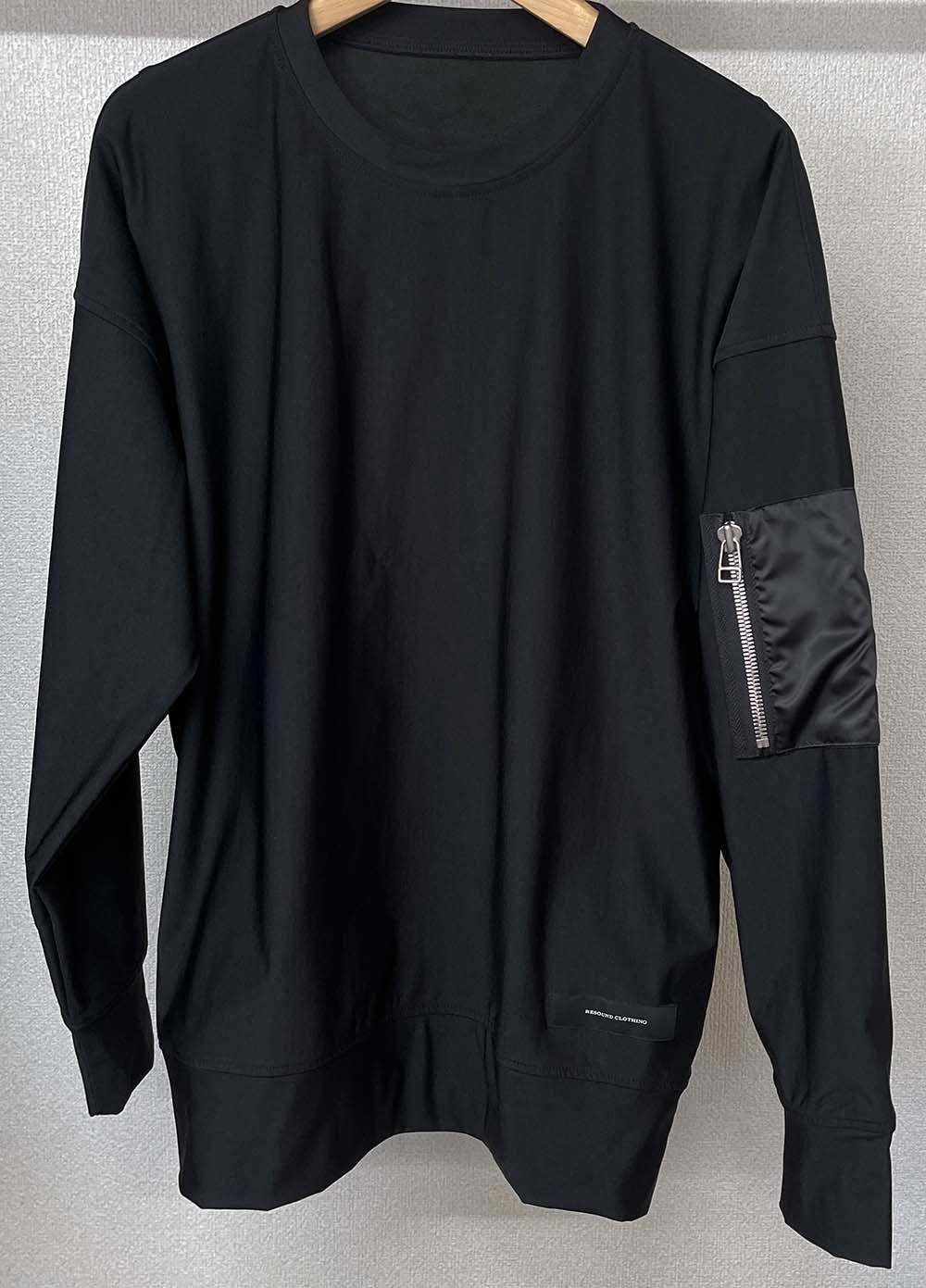 VELOURS FLEECE DROP TRAINER / RC26-C-004 / 裏起毛ナイロンポケットトレーナー / ブラック