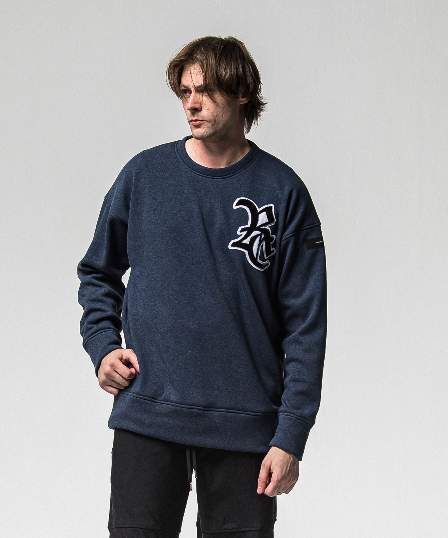 RC CHENILLE VELOURS FLEECE DROP TRAINER / RC38-C-004 / 裏起毛刺繍ワッペントレーナー / ネイビー (11月上旬入荷予定)