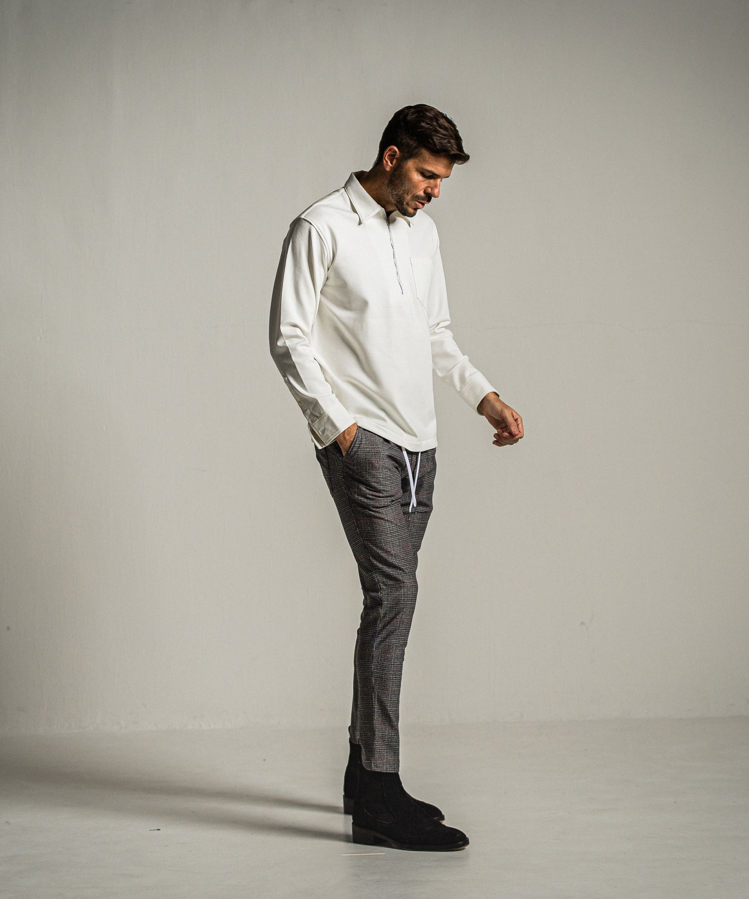 PULLOVER JERSEY SHIRT / RC34-SH-002 / 裏起毛ハーフジップシャツ / ホワイト