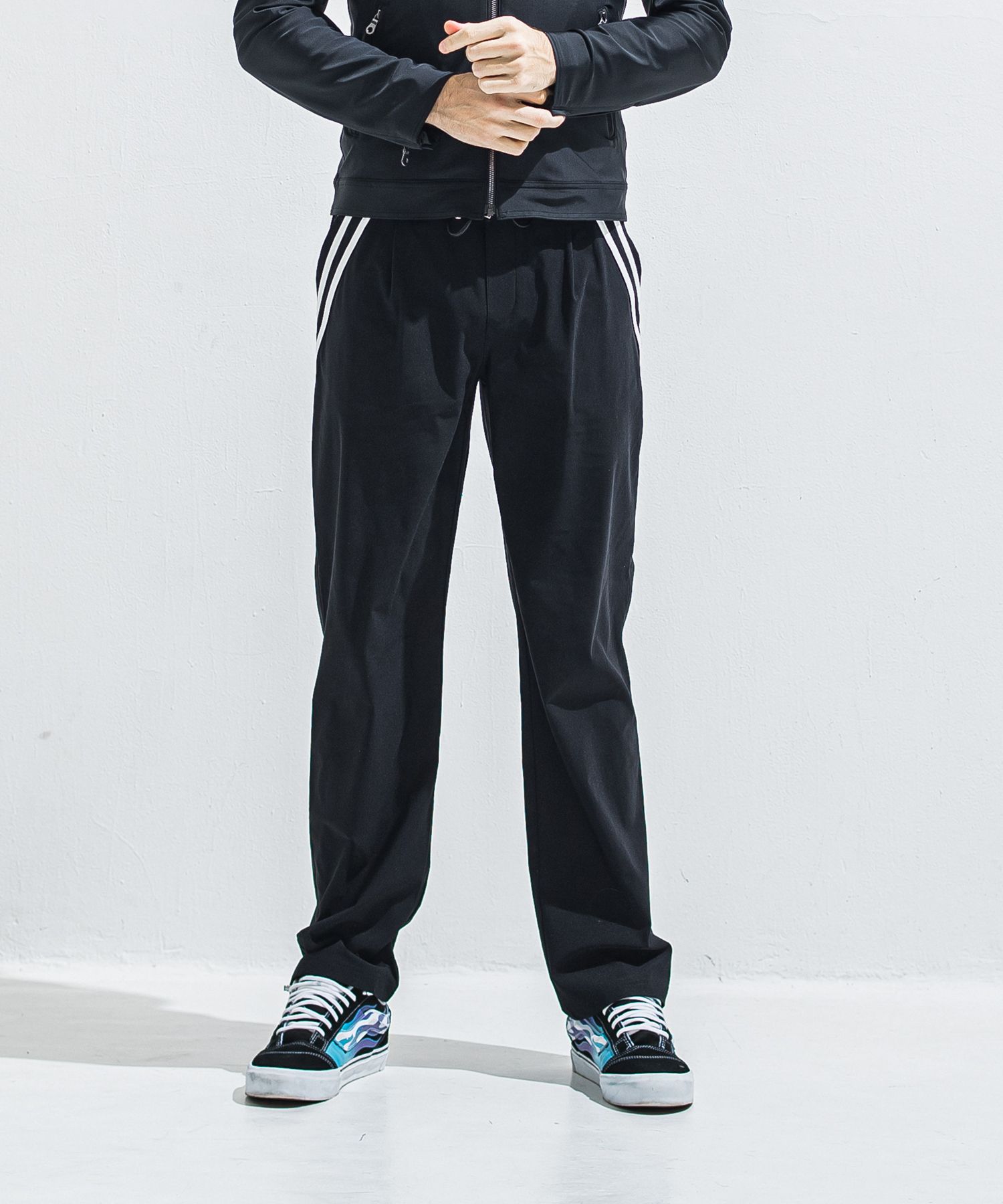 EDGE NYLON SEMI WIDE PT / RC40-ST-014WT / エッジナイロンセミワイドラインパンツ / ブラック×ホワイト (4月下旬入荷予定)