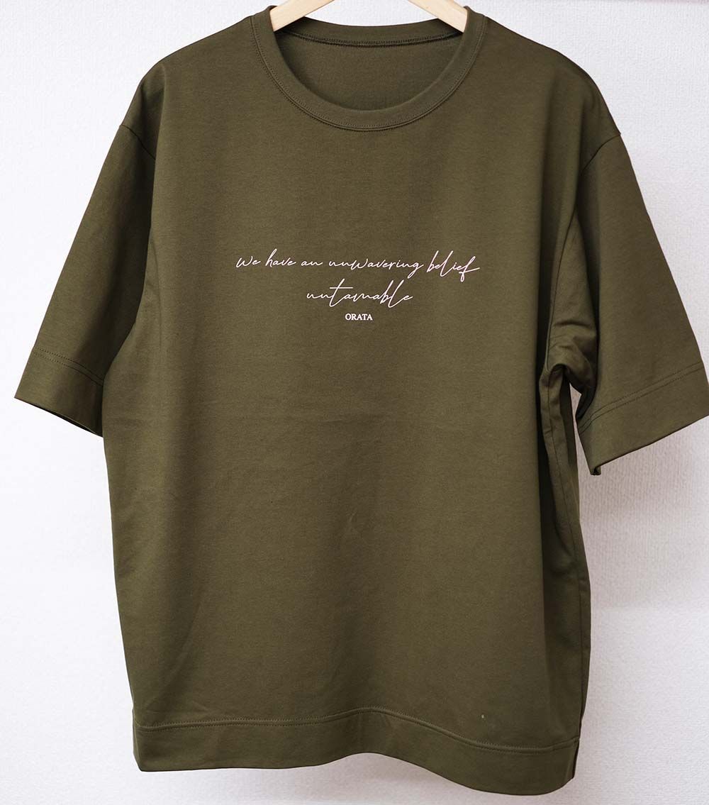 CURSIVE MESSAGE T / OR1-T-001 / プリントTシャツ / カーキ