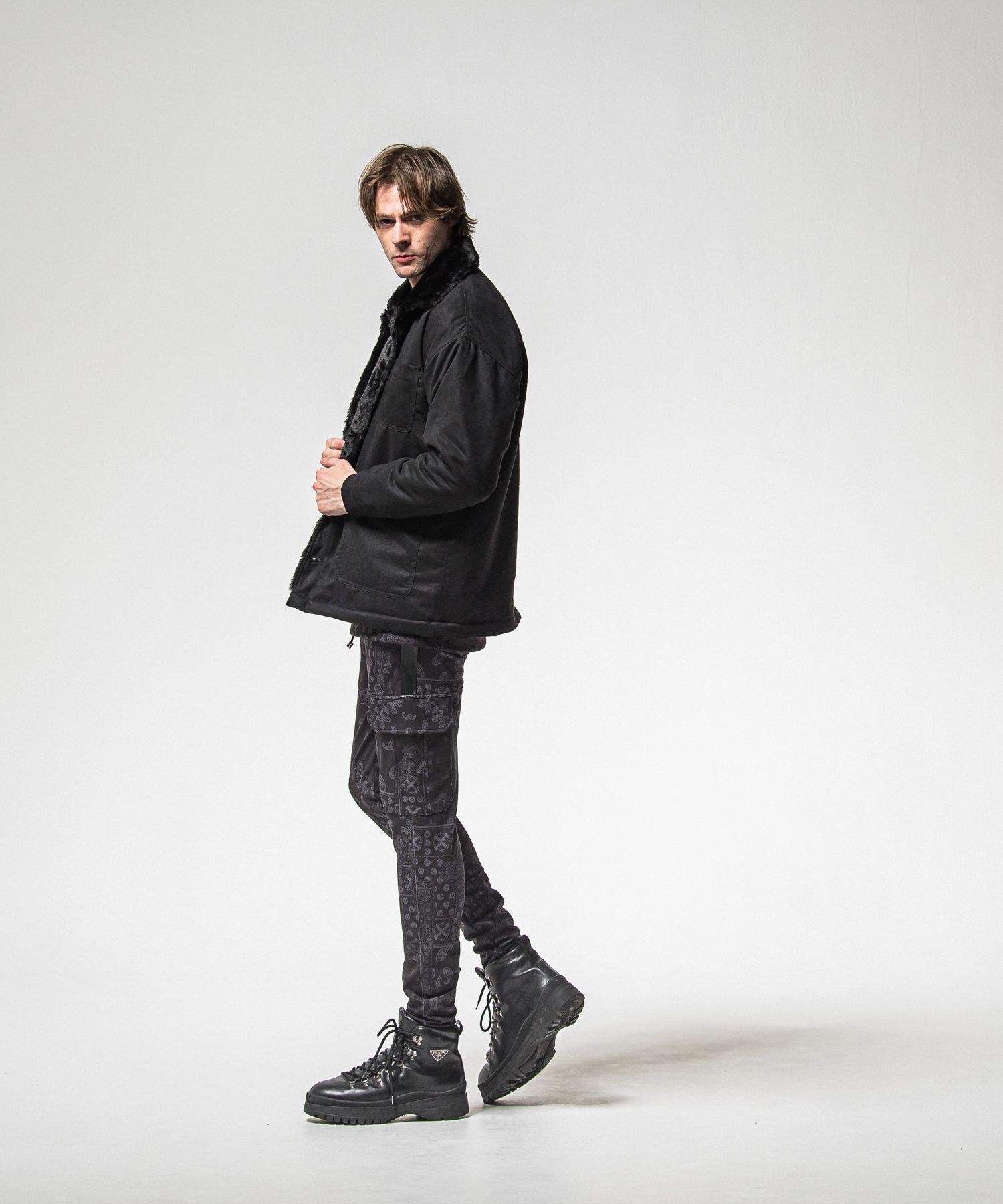 DARRELL HEAT CARGO PT / RC38-ST-010H / 裏起毛カーゴラインパンツ / ペイズリーブラック (11月上旬入荷予定)