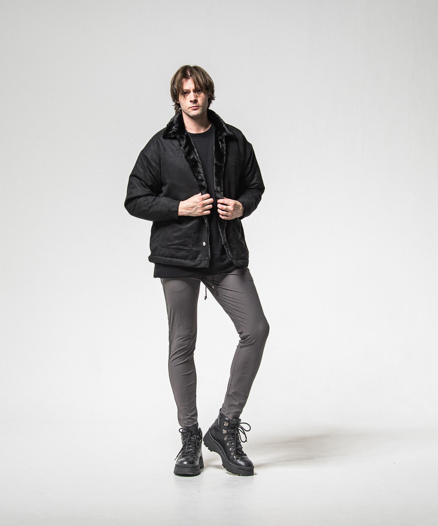 SUEDE FUR CAVER ALL / RC38-JK-003 / スエードファーカバーオール / ブラック (11月中旬入荷予定)