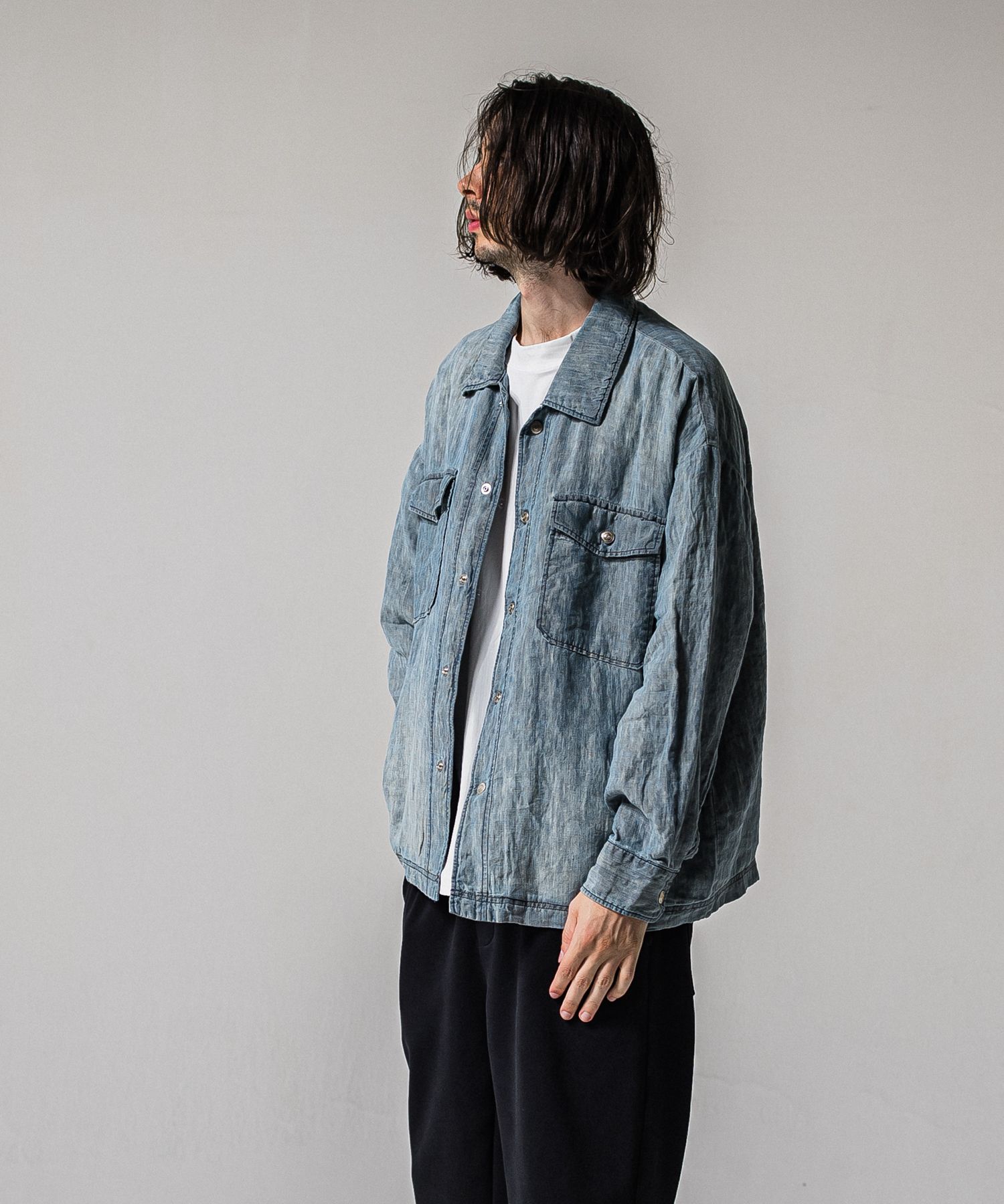 INDIGO LINEN JACK SHIRT / RC39-JK-007 / インディゴリネンシャツジャケット / ライトインディゴ (3月上旬入荷予定)