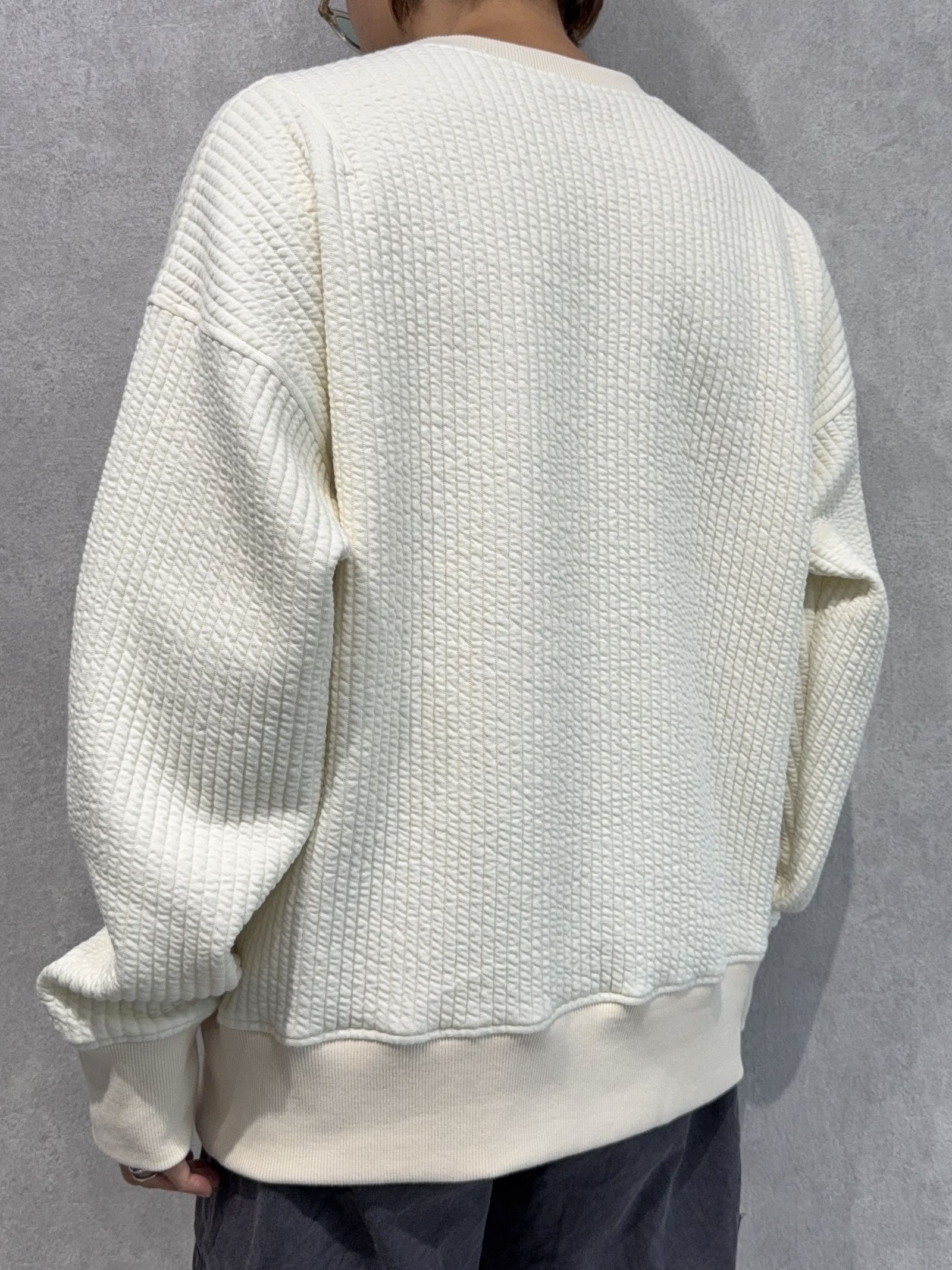 STRIPE QUILTING DROP TRAINER / RC37-C-003 / ストライプキルティングトレーナー / オフホワイト