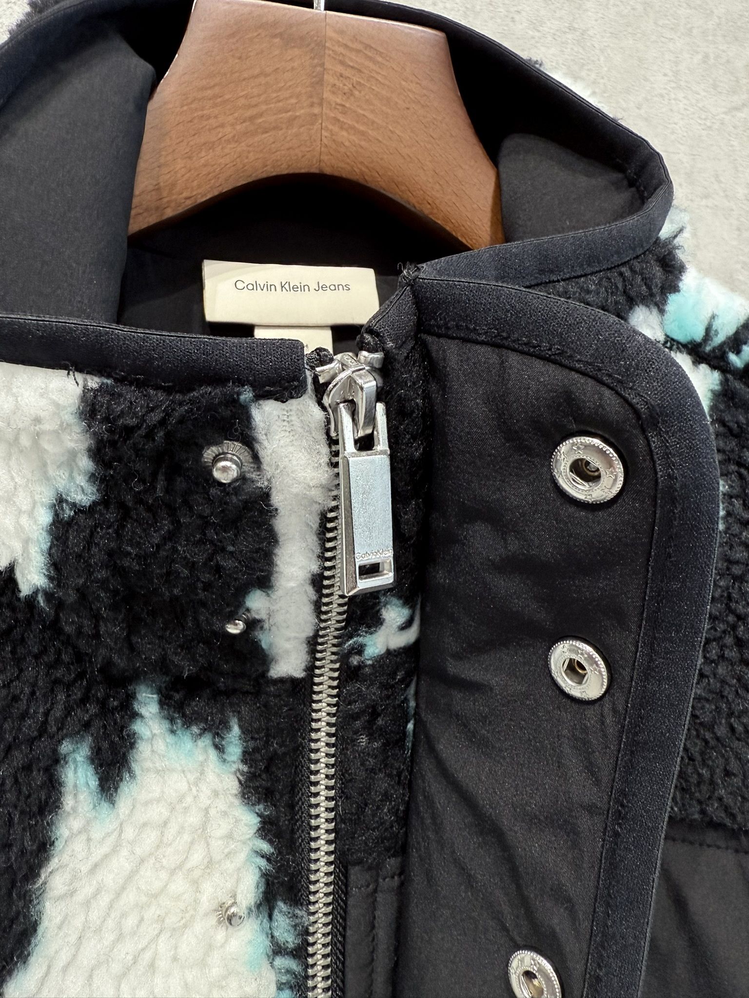 ジャカードシェルパジャケット / ボアジャケット / 4RD219G / UB1(ブラック×ホワイト×サックスブルー)