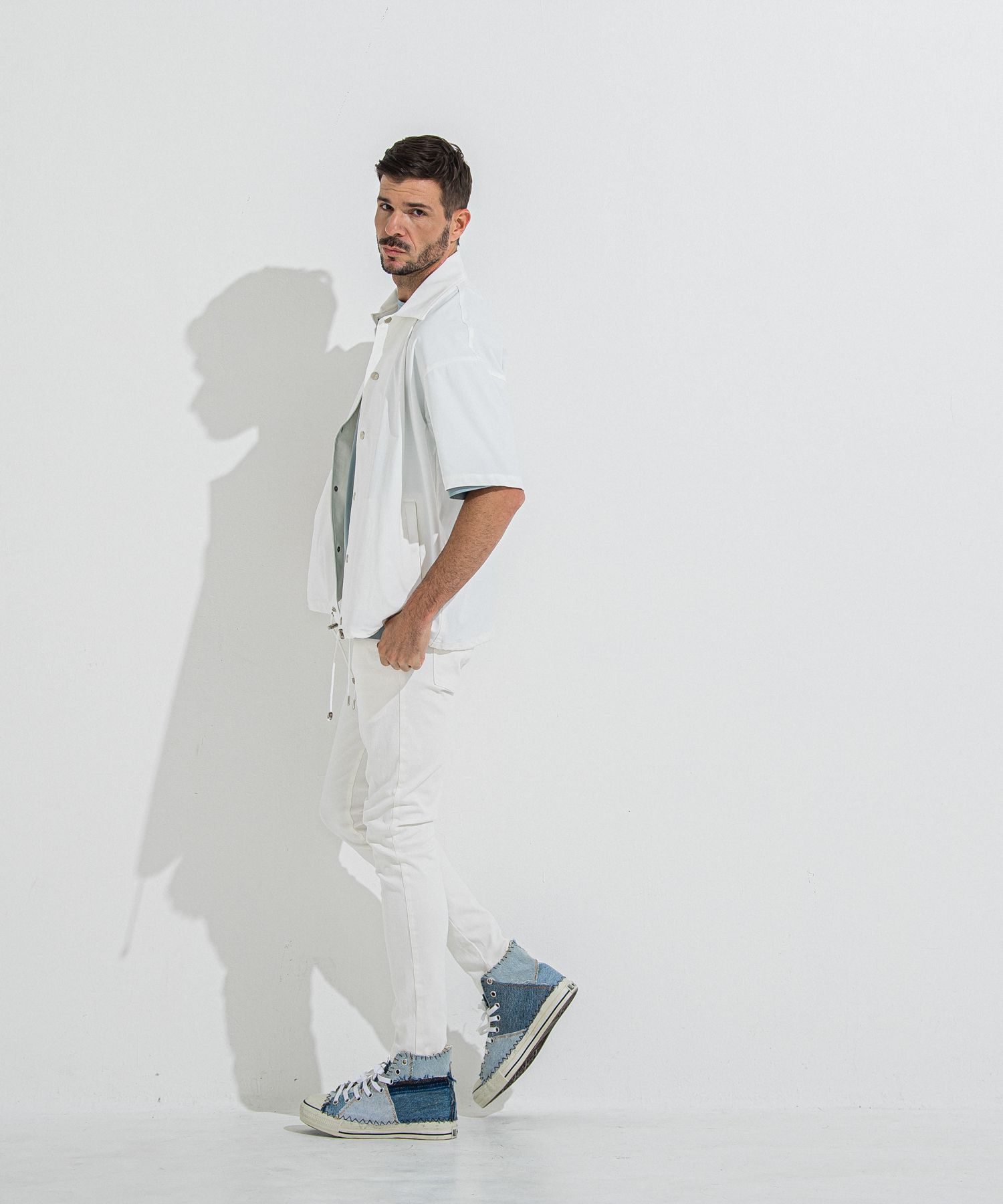 DENIM JERSEY CHRIS EASY TUCK PT / RC36-ST-016TD / ライトオンスデニムジャージイージータックパンツ / ホワイト