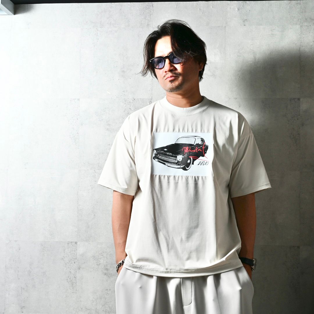 CAR OVER NYLON T / DP1-T-004 / カープリントナイロンビッグTシャツ / グレージュ (4月上旬入荷予定)