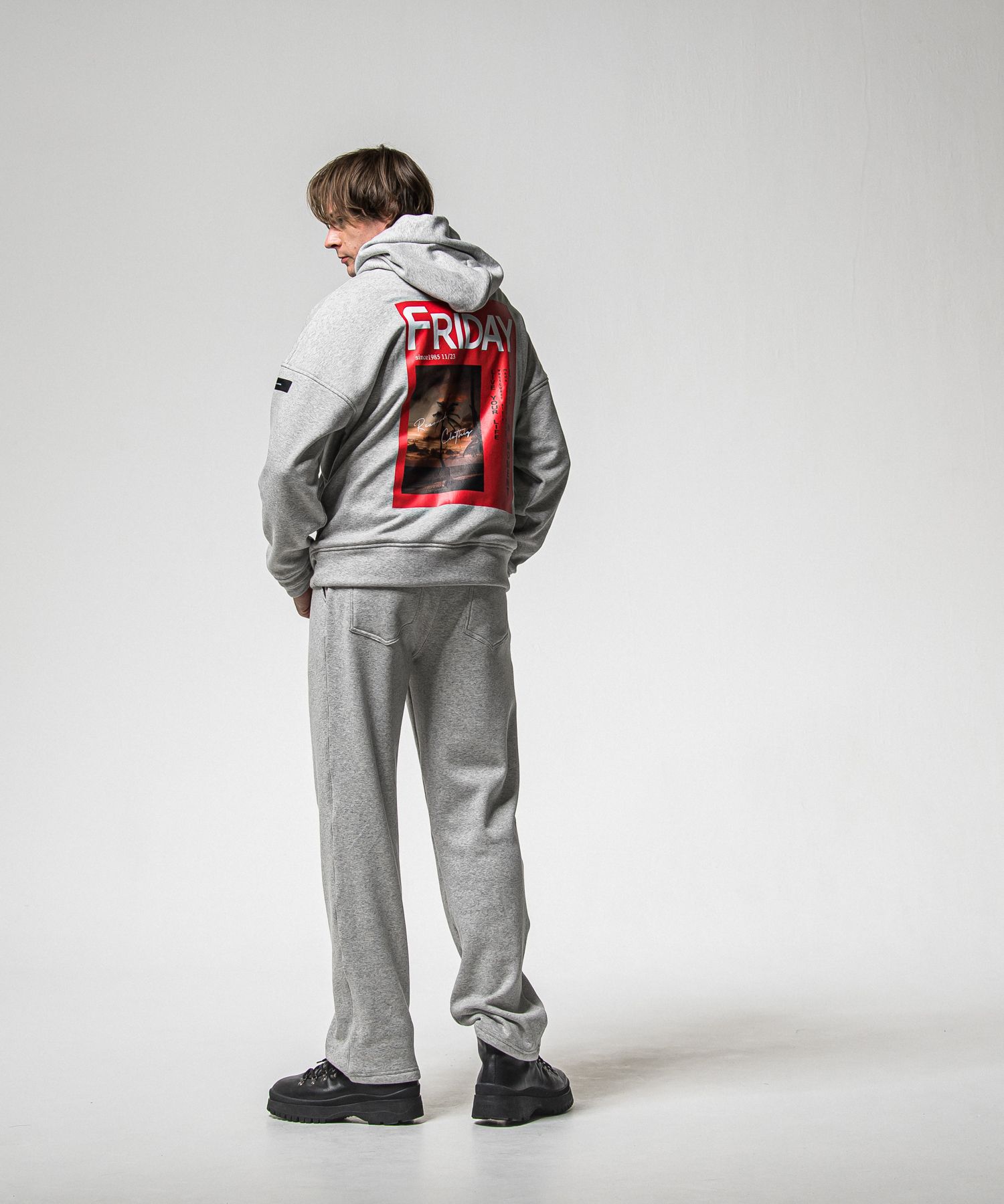 VELOURS FLEECE WIDE TUCK PANTS / RC38-ST-016HWT / 裏起毛スウェットワイドタックパンツ / グレー (11月中旬入荷予定)