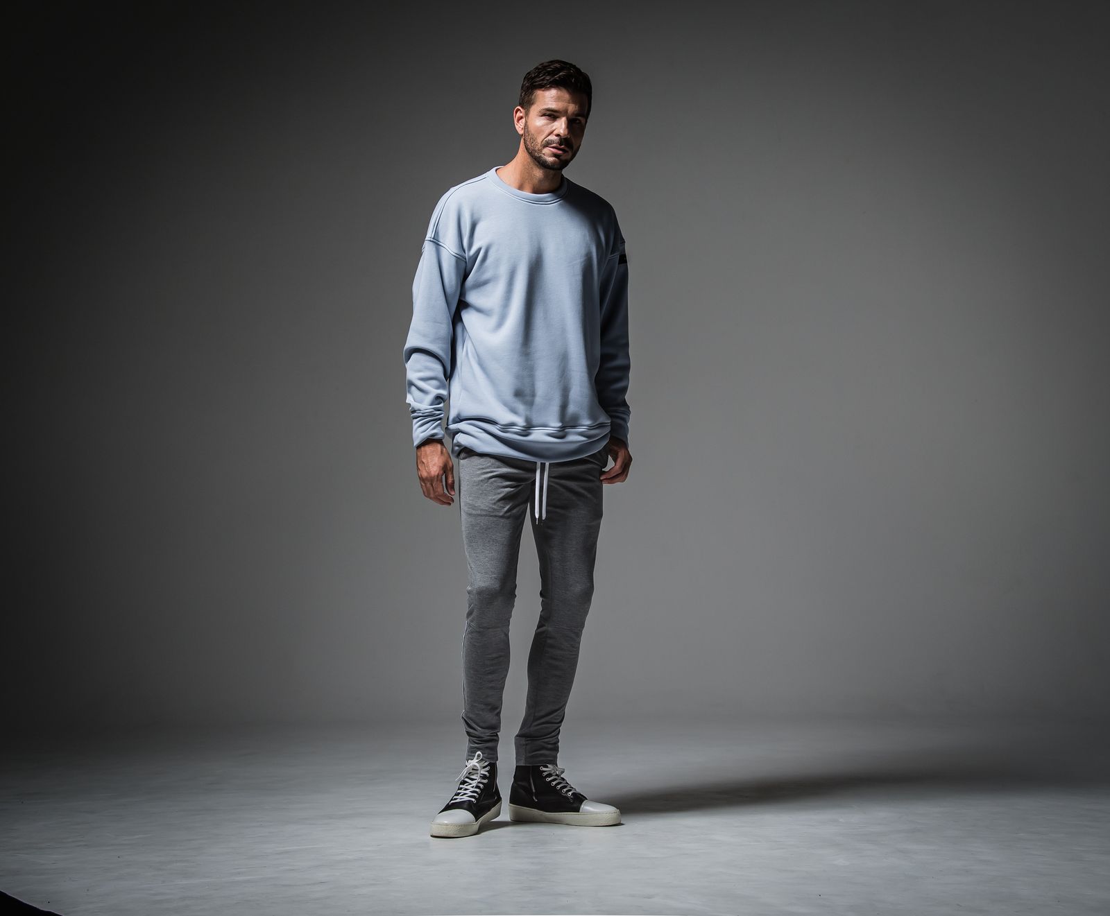 ID BACKROGO VELOURS FLEECE DROP TRAINER / RC30-C-003 / 裏起毛バックロゴトレーナー / サックス