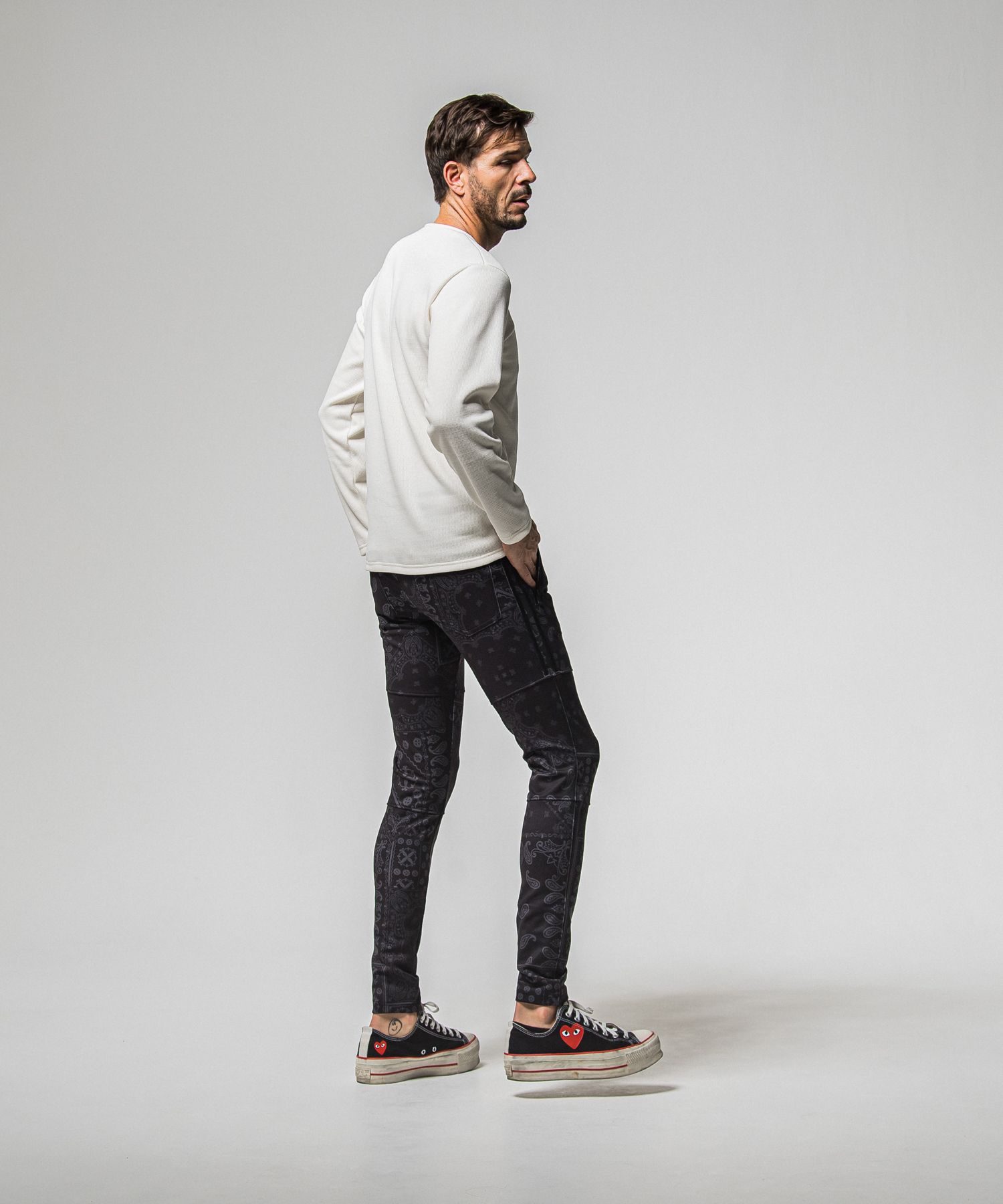 VELOURS FLEECE THERMAL HENRY / RC38-C-003 / 裏起毛サーマルヘンリーネックロングTシャツ / ホワイト (10月中旬入荷予定)