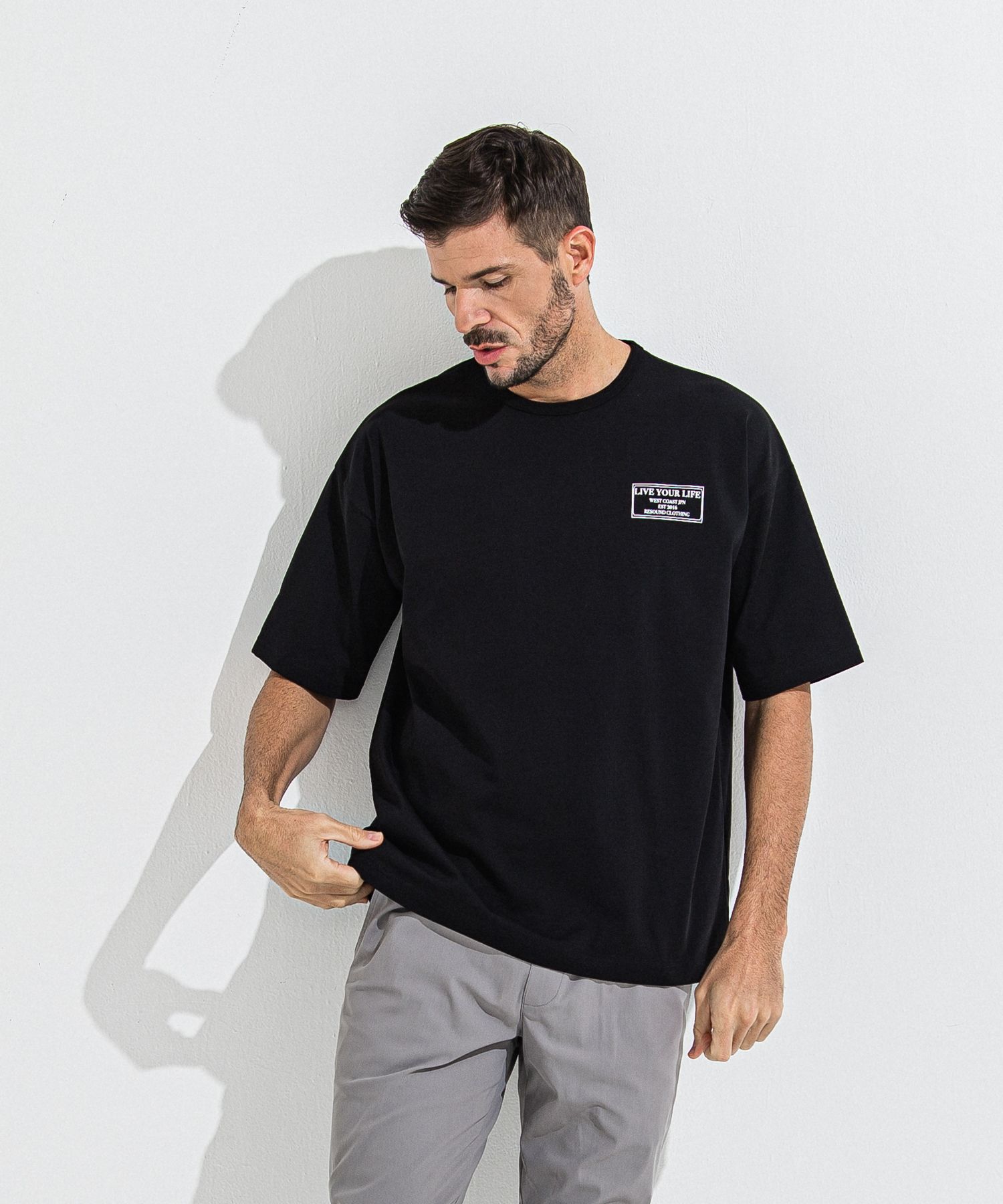 CREW OVER TEE / RC36-T-007 / バックプリントビッグTシャツ / ブラック