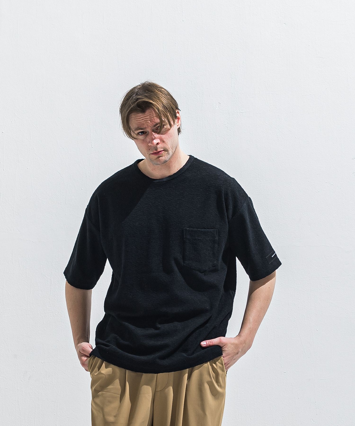 PILE OVER TEE / RC40-T-002 / パイルポケットビッグTシャツ / ブラック (4月中旬入荷予定)