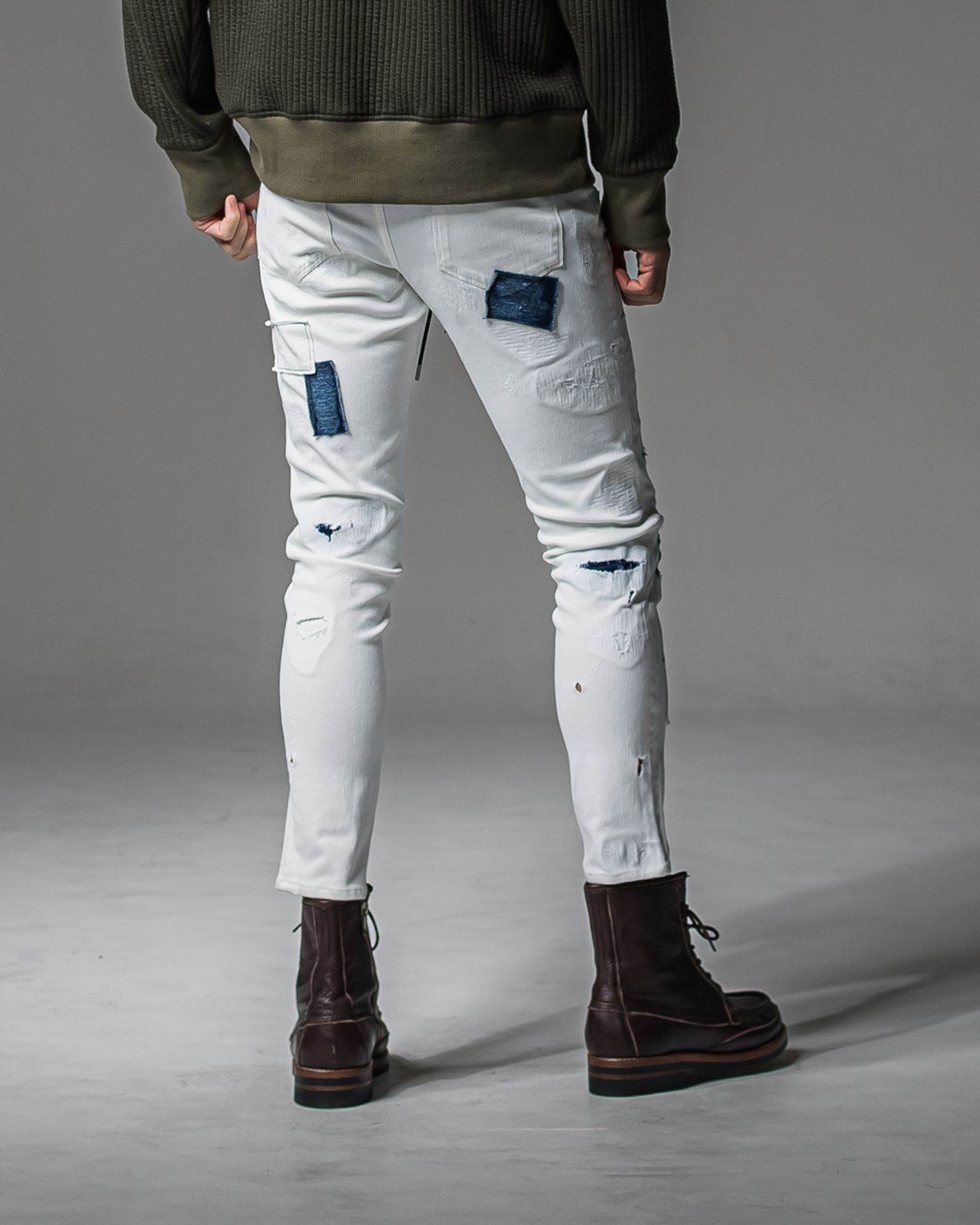 MICK DENIM JERSEY / BASIC-ST-020 / デニムジャージテーパードパンツ / ホワイトリメイク (9月上旬入荷予定)