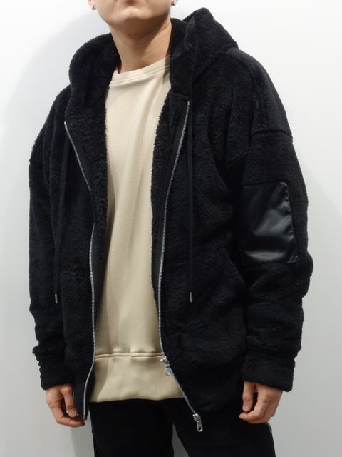 BOA ZIP LOOSE HOODIE / RC26-C-008 / ボアジップパーカー / ブラック