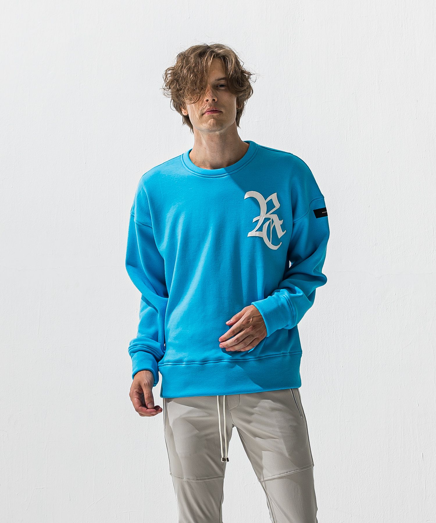 RC VELOURS FLEECE DROP TRAINER / RC42-C-005 / 裏起毛RCロゴトレーナー / ブルー (11月上旬入荷予定)