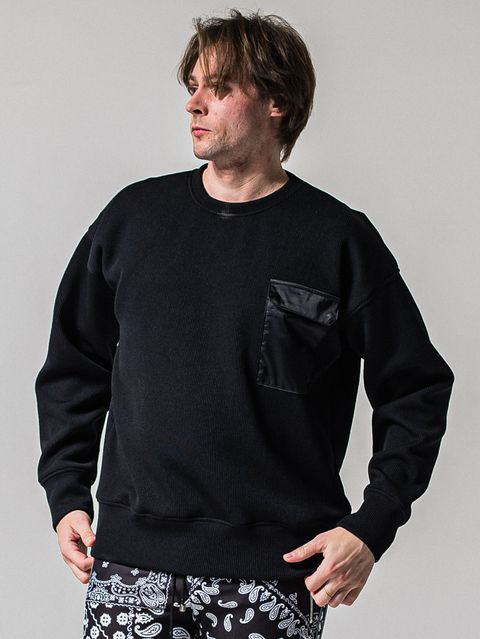 AZE MILITARY DROP TRAINER / RC39-C-003 / 高機能畦編みニットトレーナー / ブラック (1月下旬入荷予定)