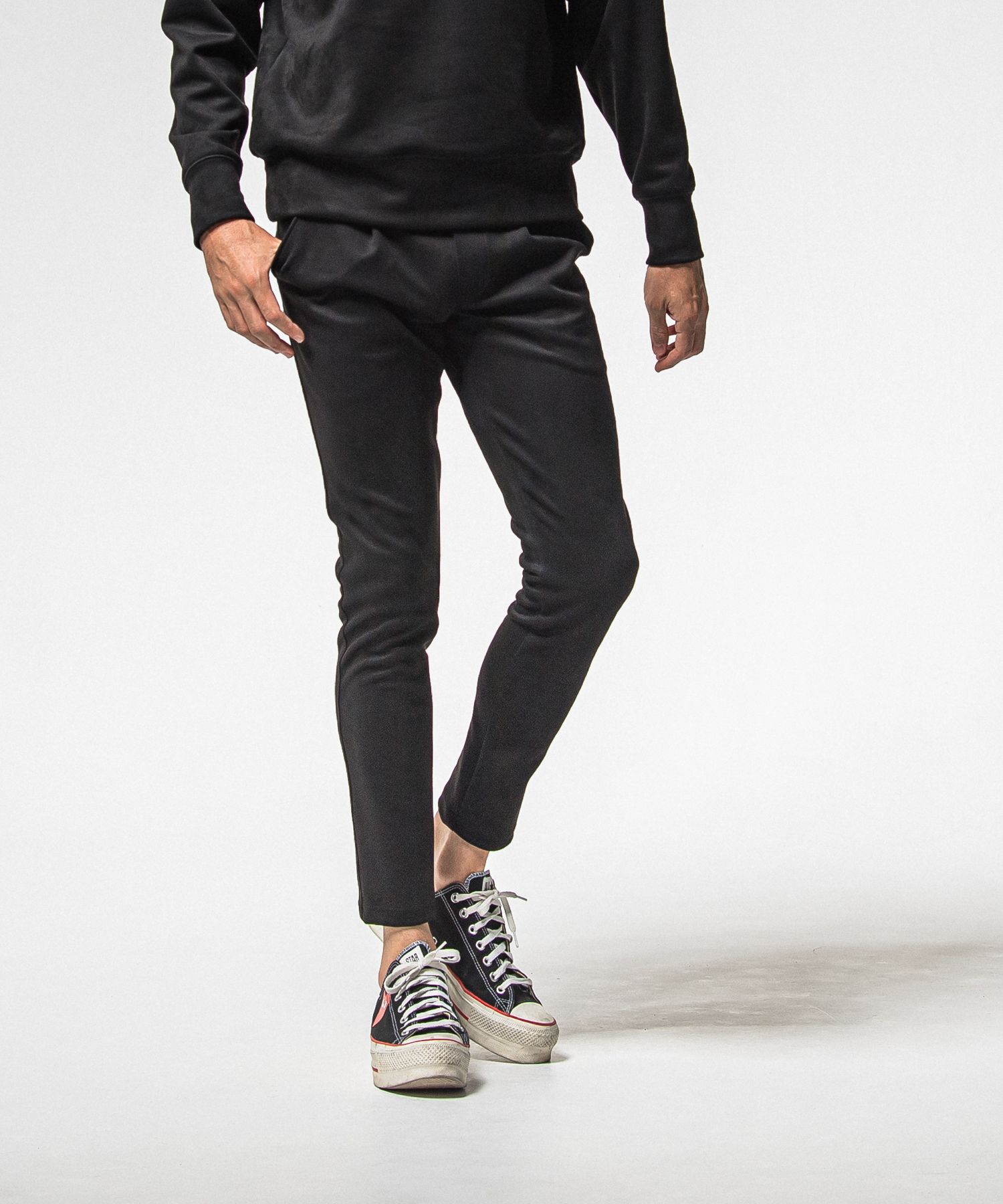 CHRIS EASY SUEDE TUCK  PANTS / RC38-ST-016T / スエードイージータックパンツ / ブラック (1月上旬入荷予定)