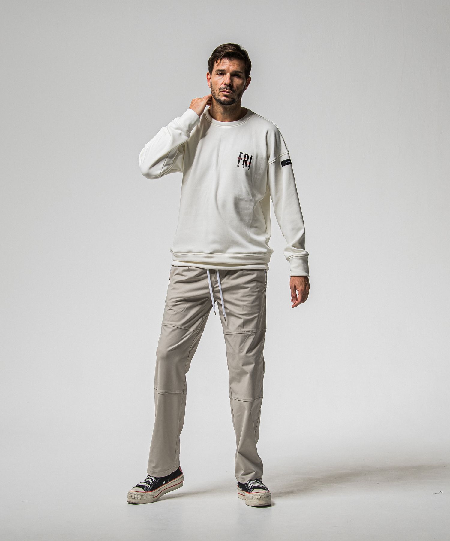 JOHNSON LINE HEAT WIDE TUCK PANTS / RC38-ST-009HWT / 裏起毛ジョンソンラインワイドタックパンツ / グレー×ホワイト (10月下旬入荷予定)