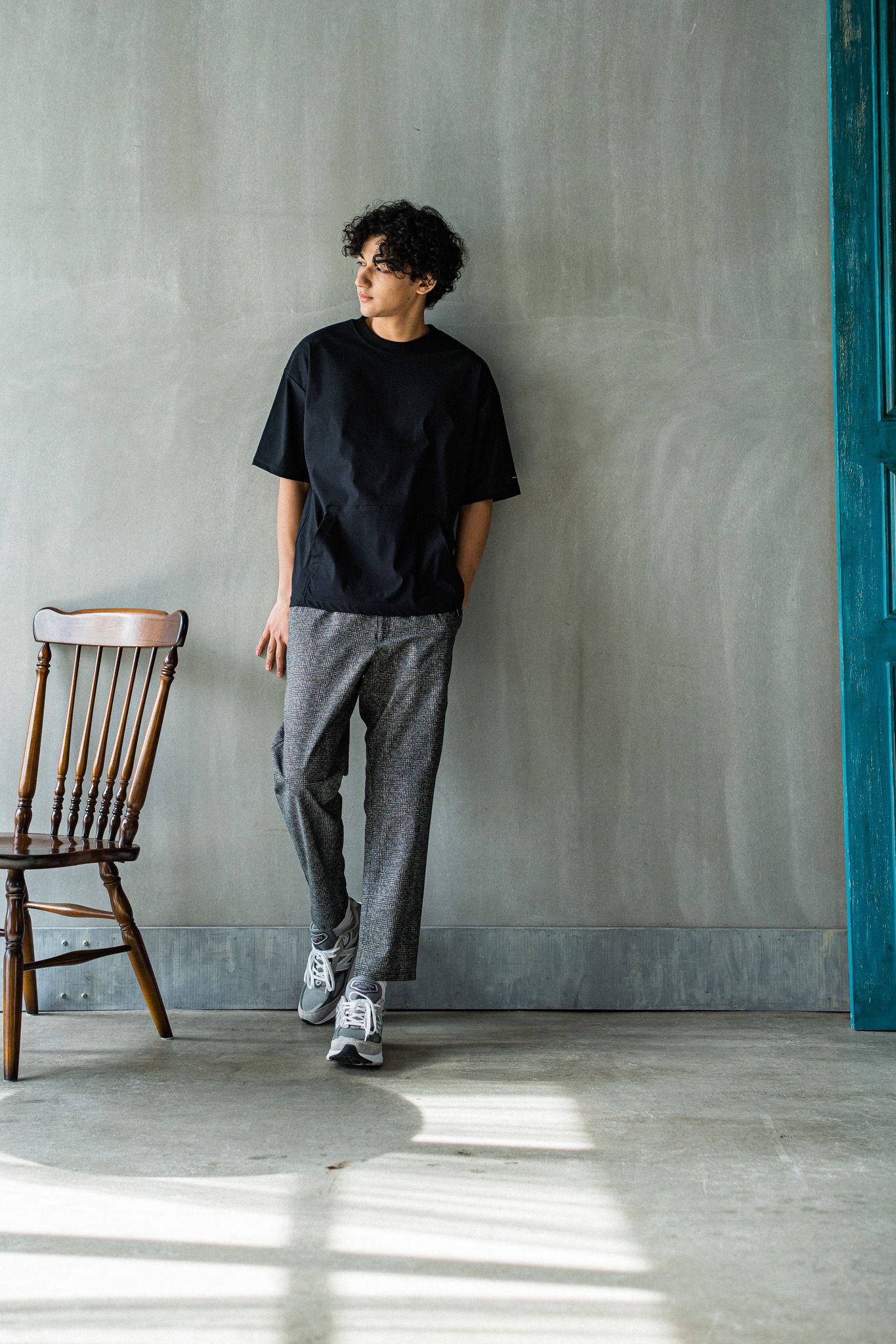 PAT WIDE EASY PANTS / RC32-ST-036 / ベルト付きテーパードワイドパンツ / グレンチェック