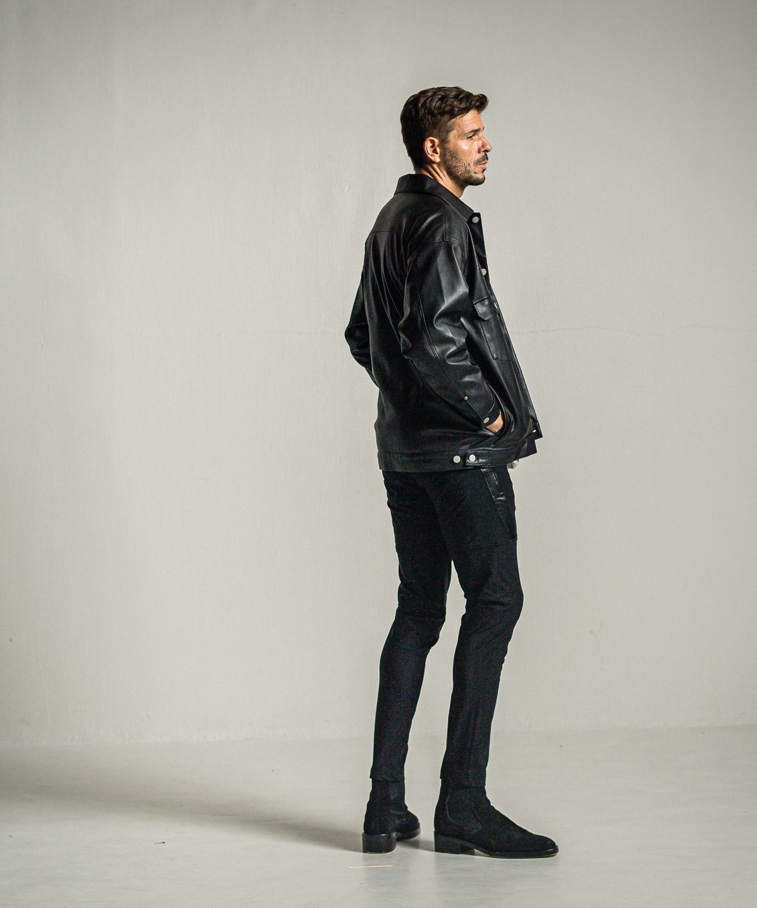 TYLER PANTS / RC34-ST-026H / 裏起毛レザーラインイージーパンツ / ブラック