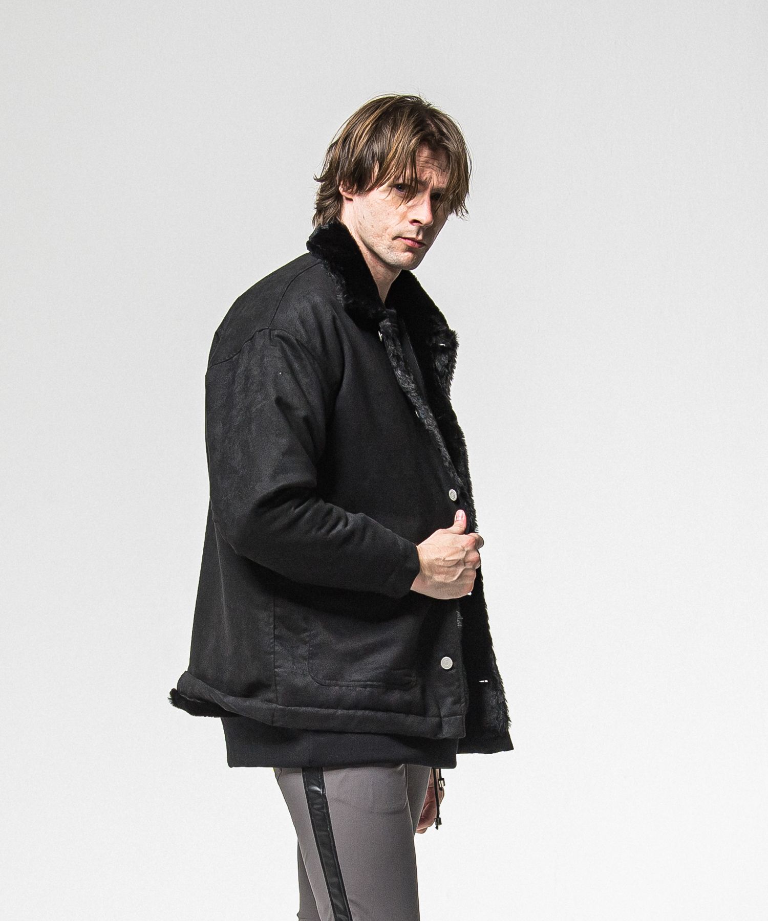 SUEDE FUR CAVER ALL / RC38-JK-003 / スエードファーカバーオール / ブラック (11月中旬入荷予定)
