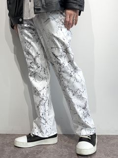 WIDE TUCK PANTS / RC34-ST-016WT / ペイント柄ワイドタックパンツ / グレー