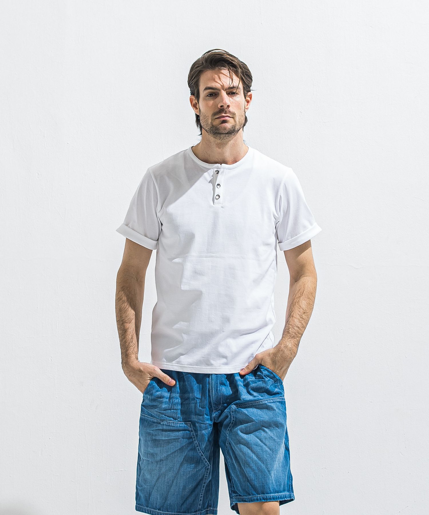 ROLL UP HENRY T / RC40-T-005 / ロールアップヘンリーネックTシャツ / ホワイト (4月中旬入荷予定)