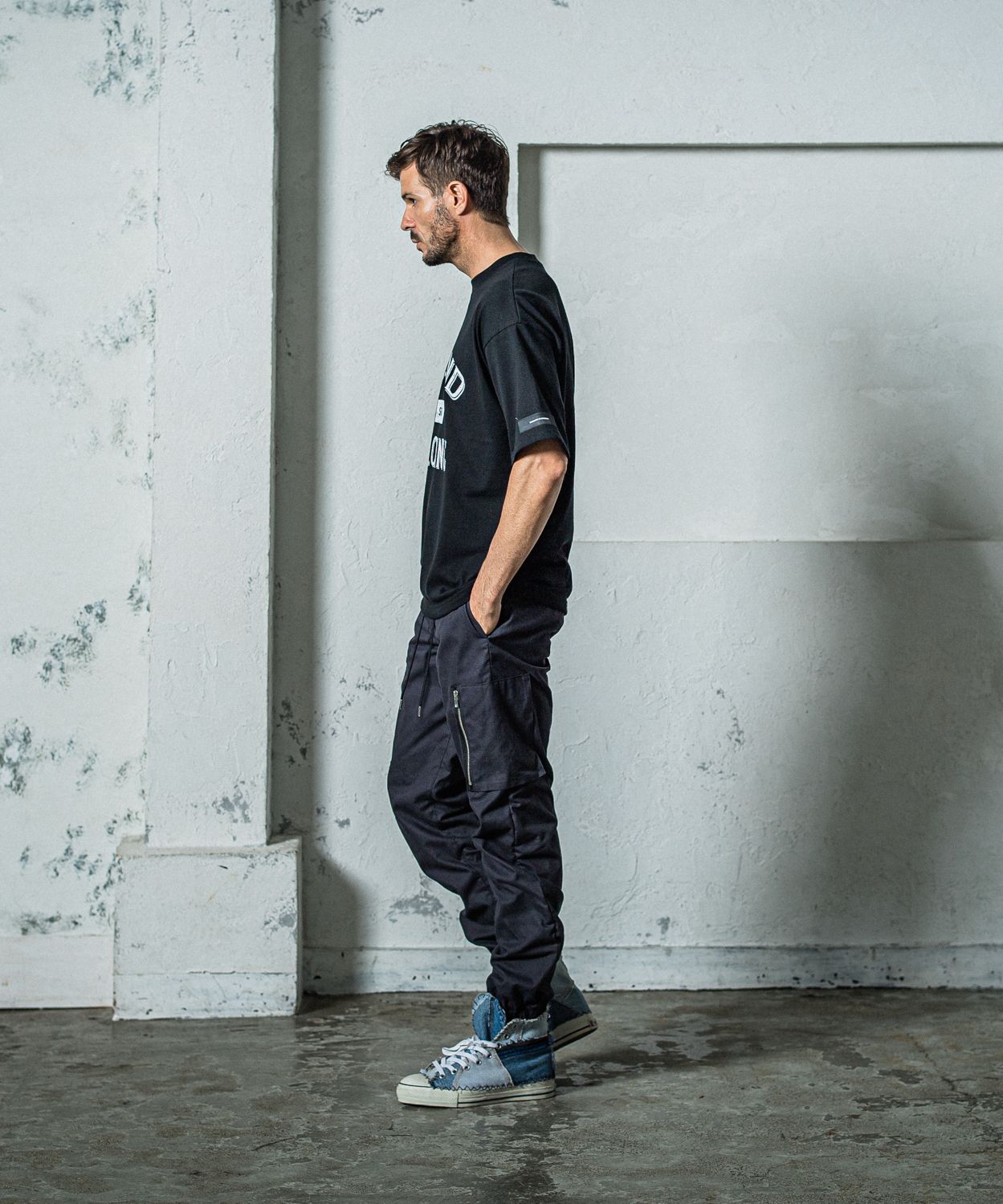 DAVID CARGO PANTS / RC35-ST-040 / ミリタリー裾ゴムカーゴパンツ / ブラック
