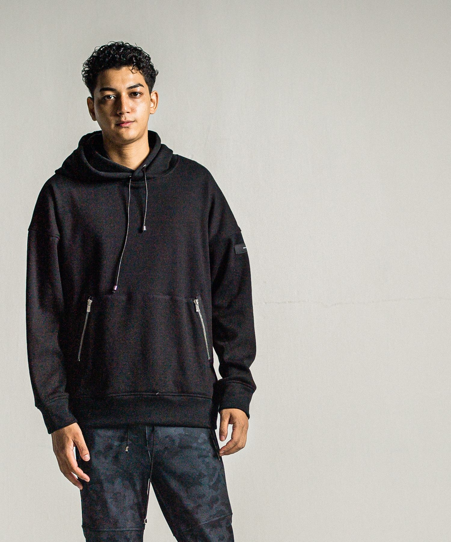 SHAGGY FLEECE THERMAL PULLOVER HOODIE / RC34-C-003 / 裏起毛サーマルパーカー / ブラック
