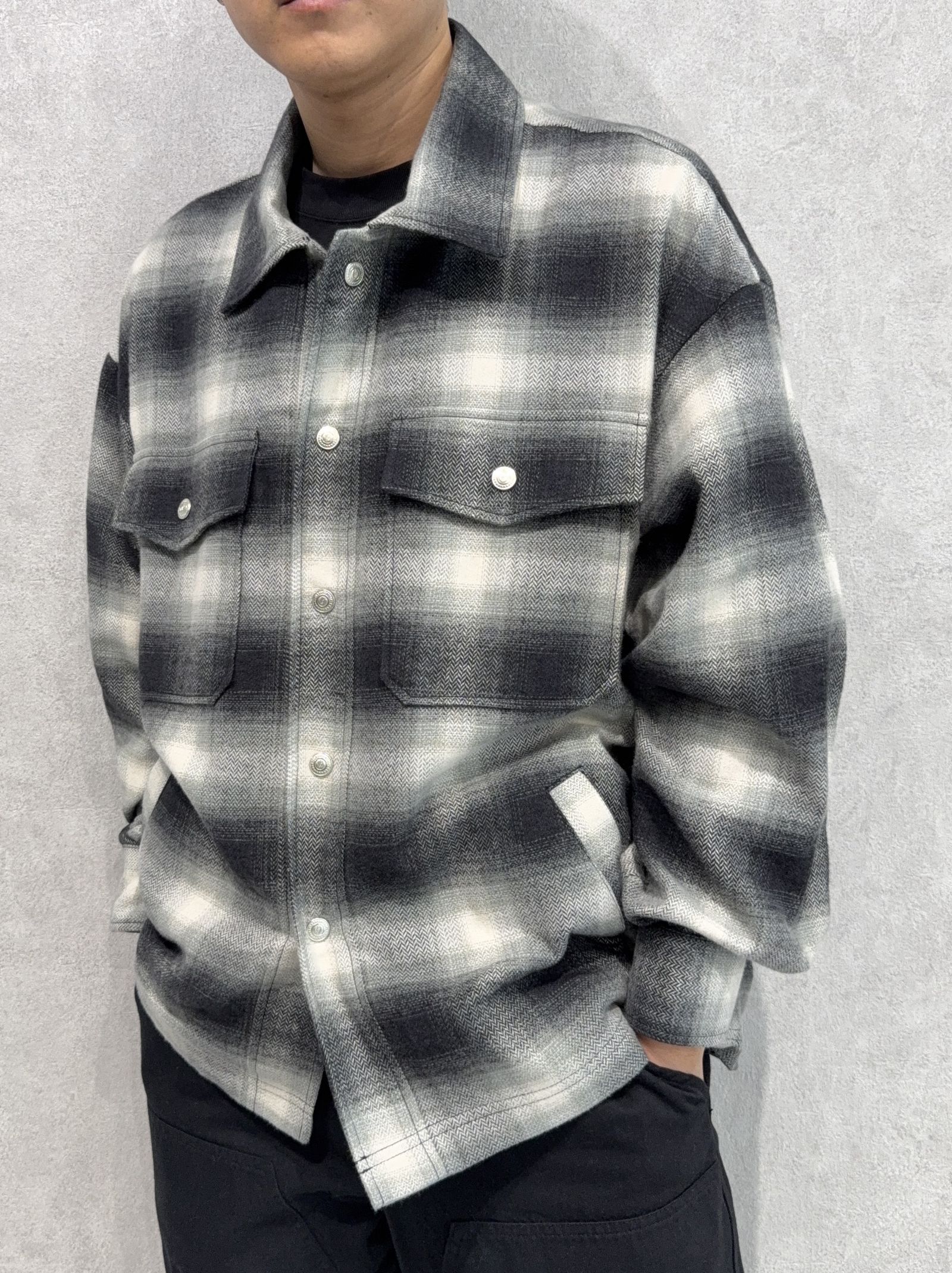 FLANNEL CHECK JK / RC41-JK-006 / フランネルチェックCPOジャケット / ブラック
