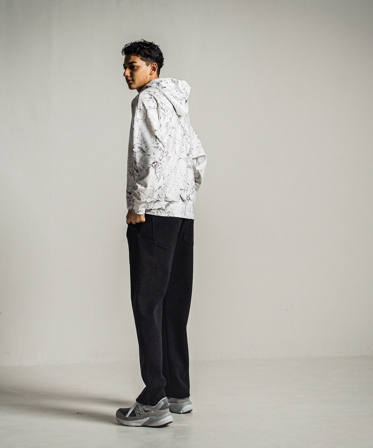 PAINT LOOSE HOODIE / RC34-C-008 / ペイント柄ルーズパーカー / グレー