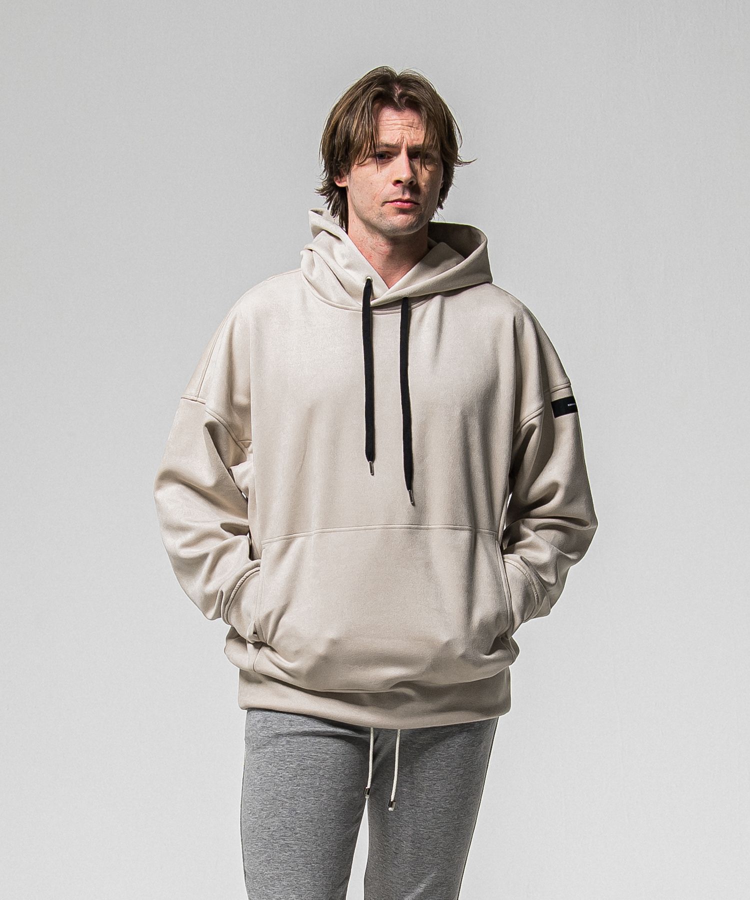 SUEDE LOOSE HOODIE / RC38-C-006 / スエードパーカー / グレージュ (1月上旬入荷予定)