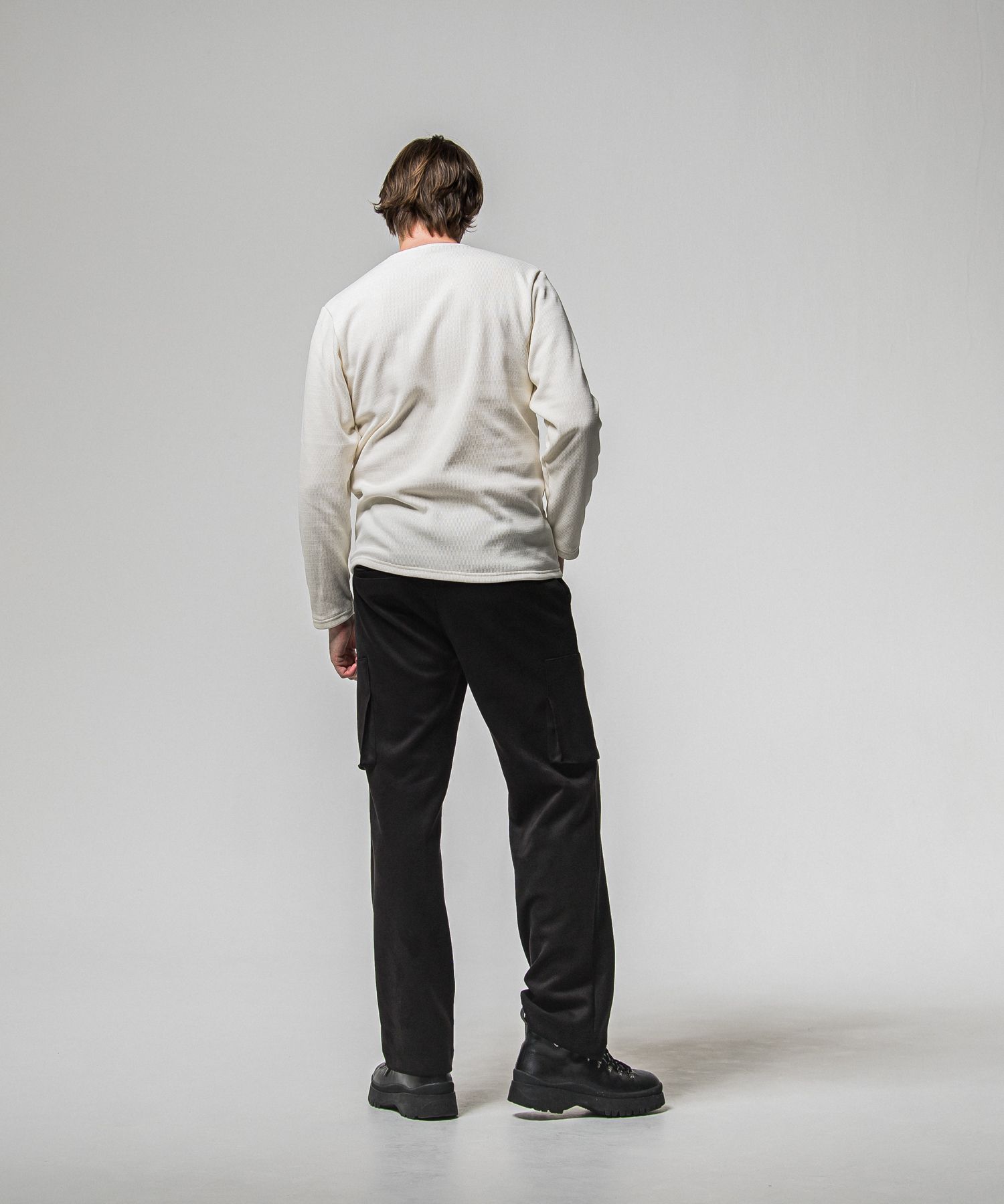 VELOURS FLEECE THERMAL HENRY / RC38-C-003 / 裏起毛サーマルヘンリーネックロングTシャツ / ホワイト (10月中旬入荷予定)