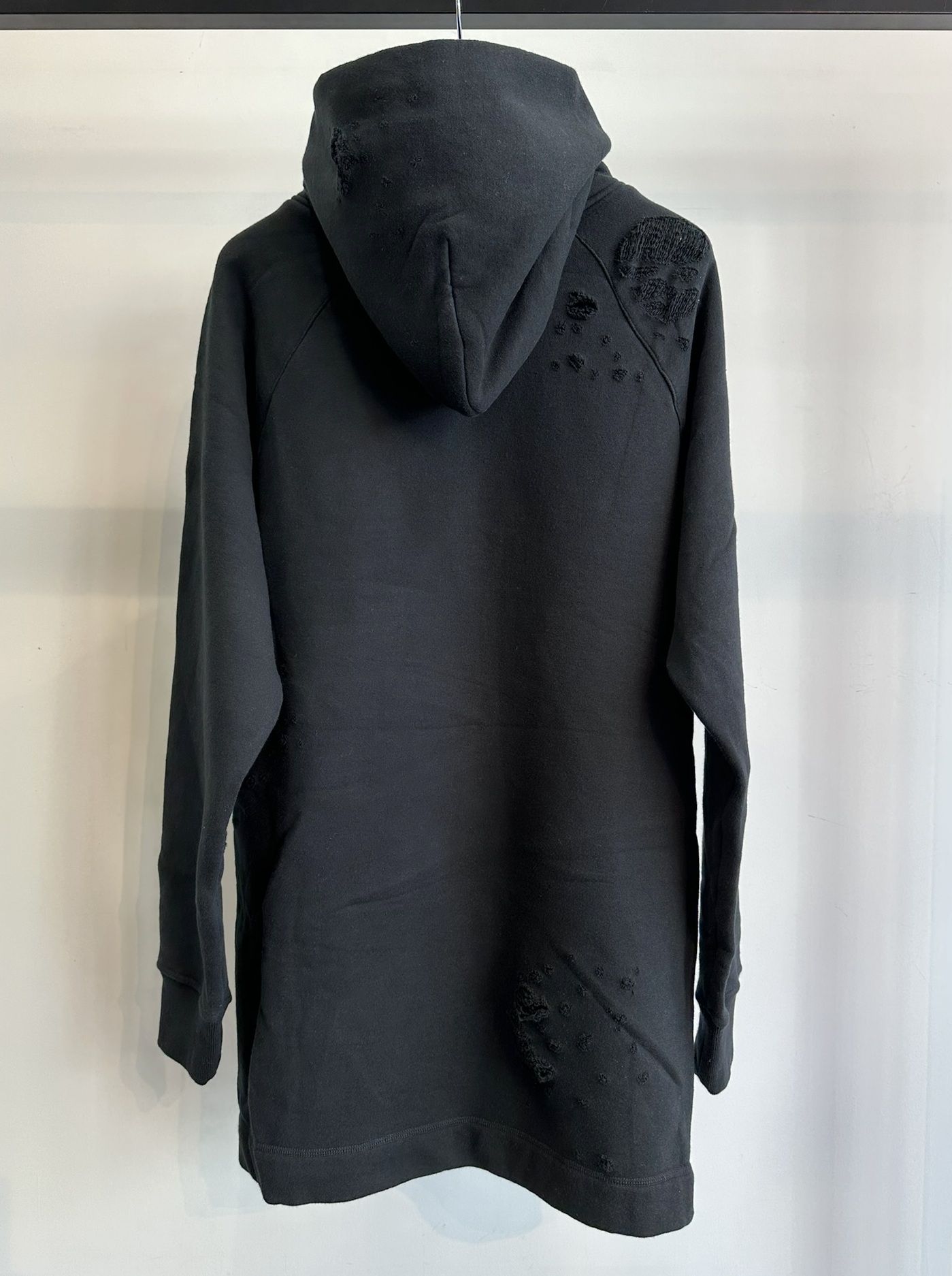 LONG HOODED P/O / RC9-C-003 / ダメージ加工ロングパーカー / ブラッククラッシュ