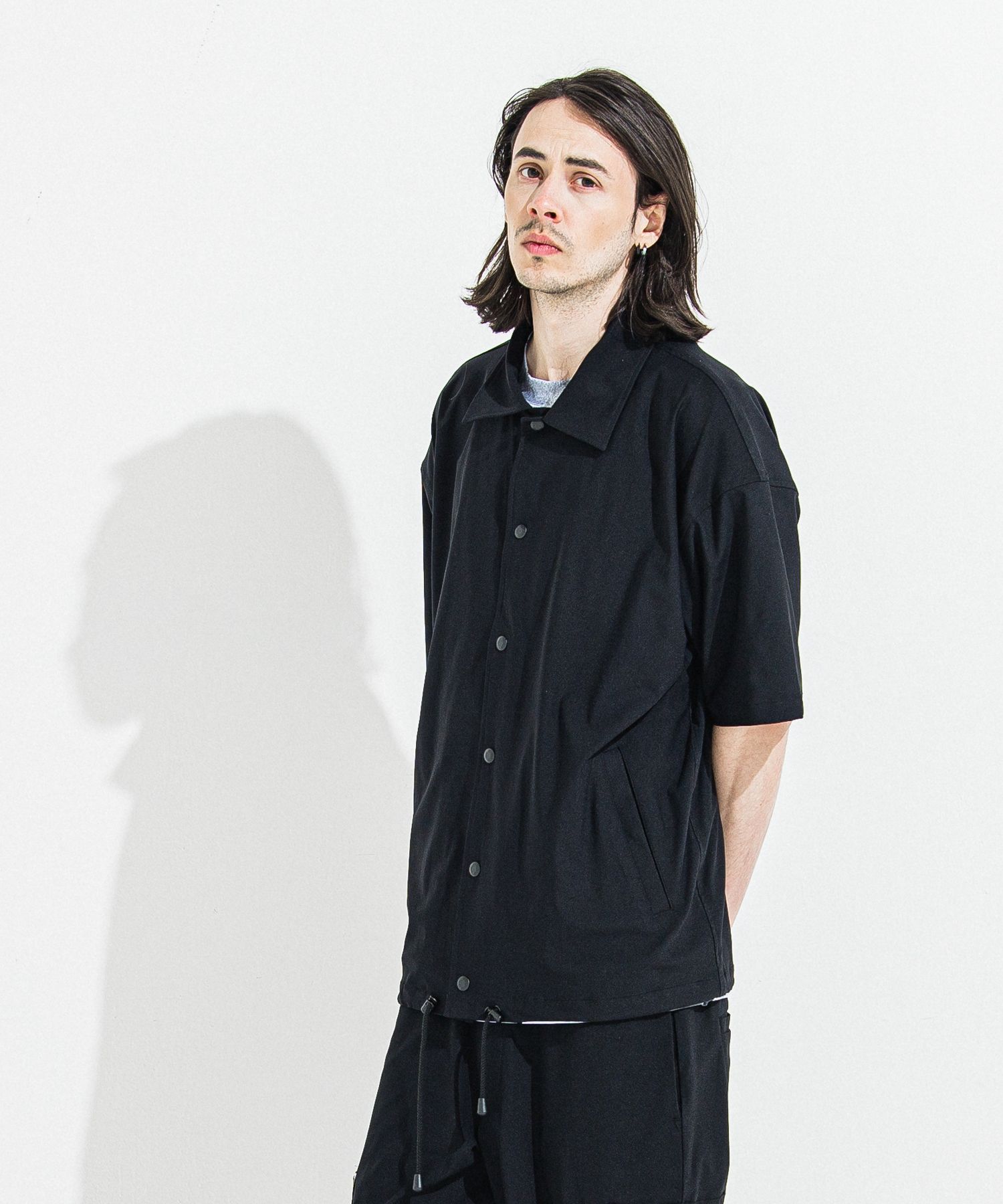 NYLON HALF COACH JACKET / RC36-C-002 / 半袖ナイロンコーチジャケット / ブラック