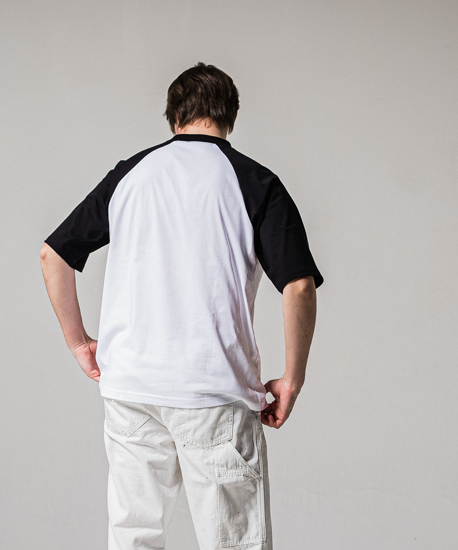 COLLEGE RAGLAN OVER TEE / RC39-T-002 / カレッジロゴラグランビッグTシャツ / ホワイト×ブラック (4月上旬入荷予定)