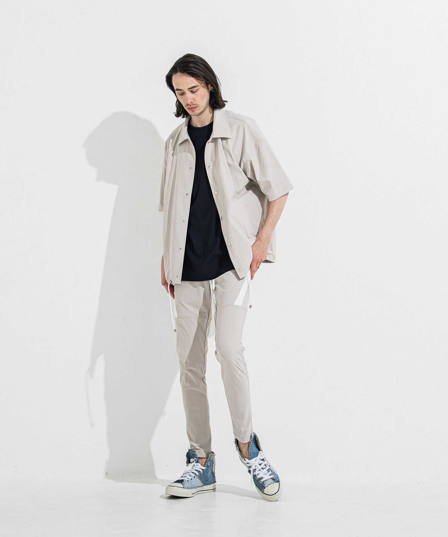 TYLER NYLON PANTS / RC36-ST-026 / レザーラインナイロンパンツ / グレージュ