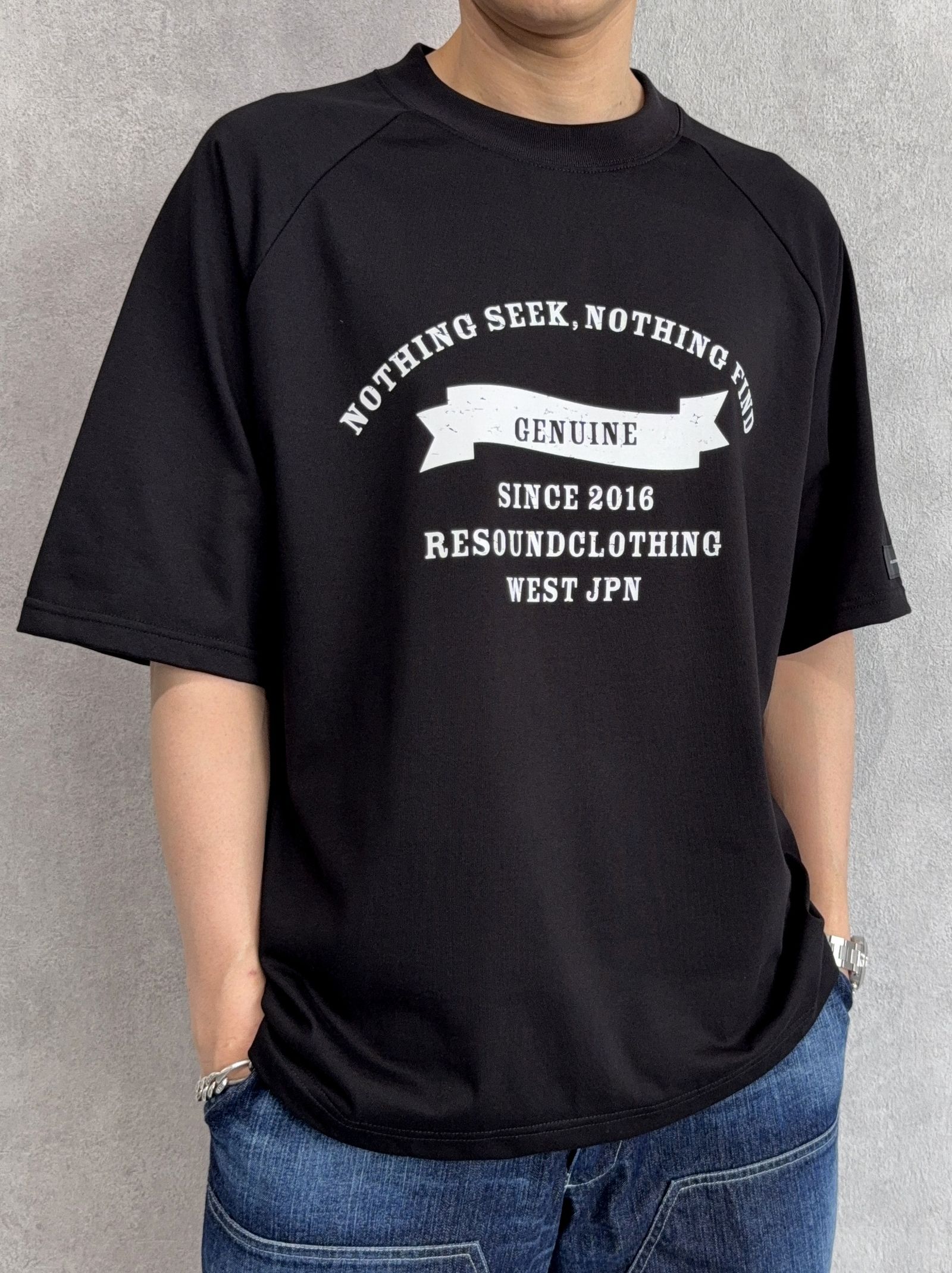 COLLEGE RAGLAN OVER TEE / RC39-T-002 / カレッジロゴラグランビッグTシャツ / ブラック