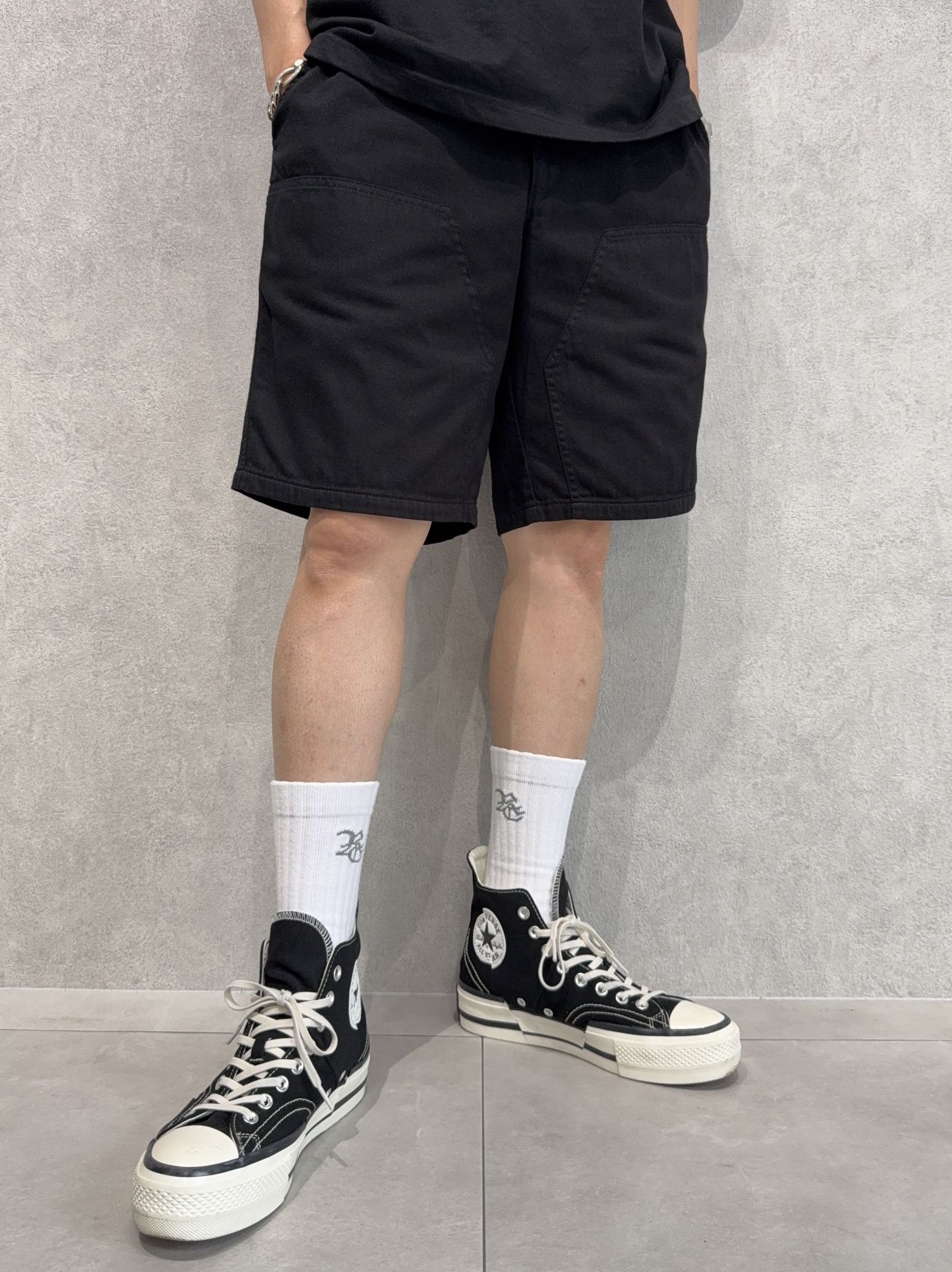 DOUBLE KNEE SHORTS / RC40-HP-007 / ダブルニーデニムハーフパンツ / ブラック