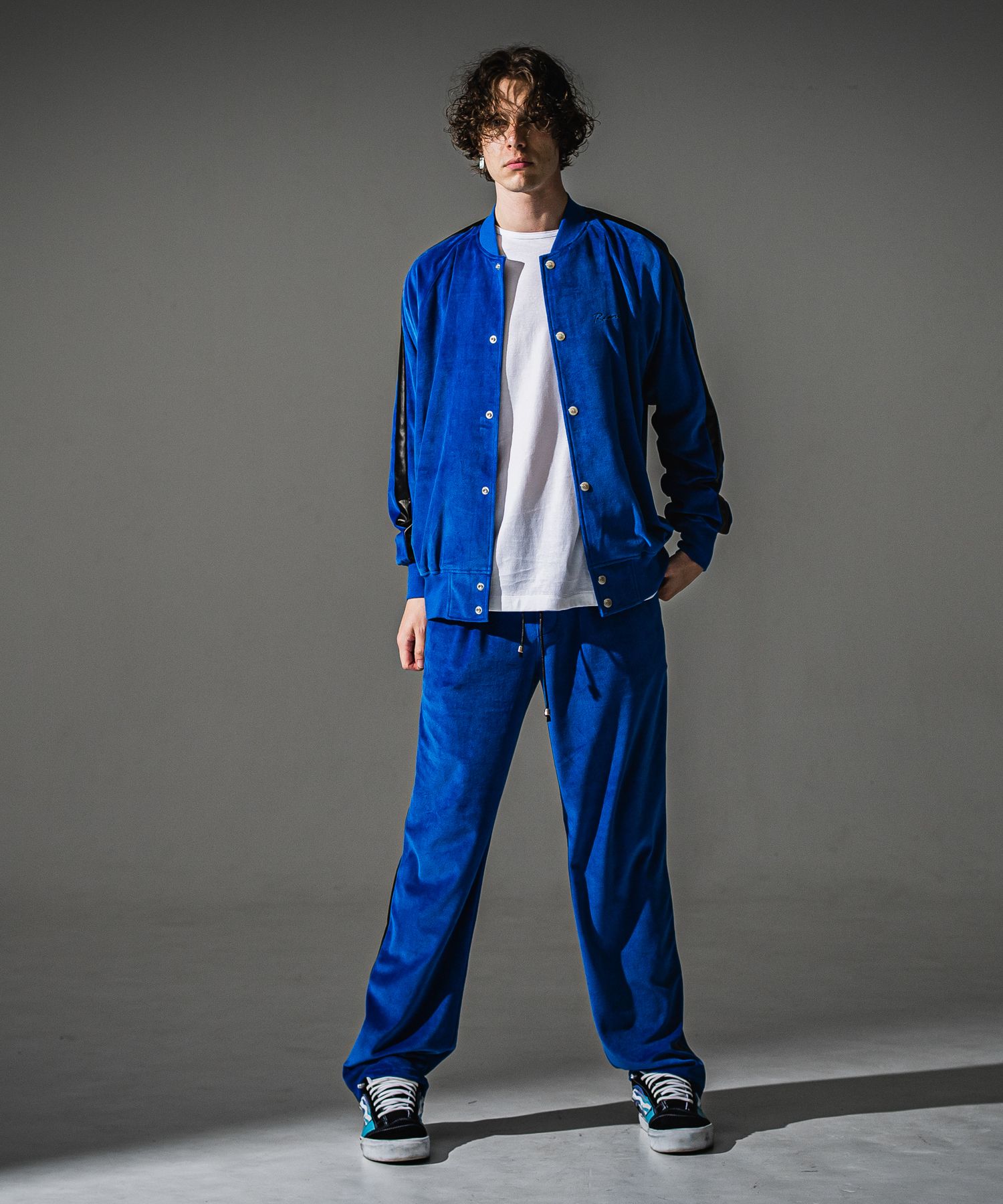 VELOUR SEMIWIDE TUCK PT / RC41-ST-044 / ベロアセミワイドタックパンツ / ブルー (9月中旬入荷予定)