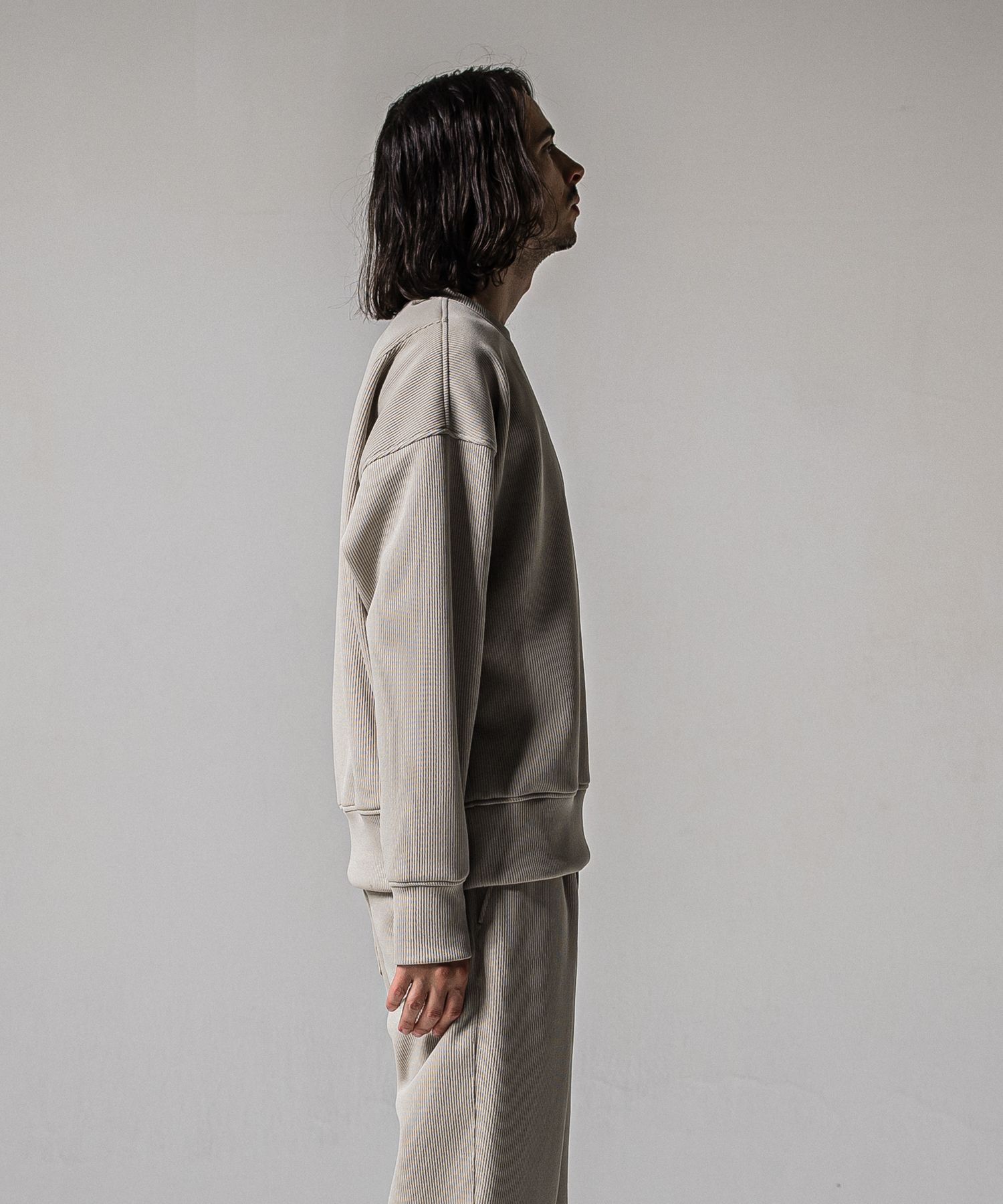 AZE MILITARY DROP TRAINER / RC39-C-003 / 高機能畦編みニットトレーナー / グレージュ (1月下旬入荷予定)